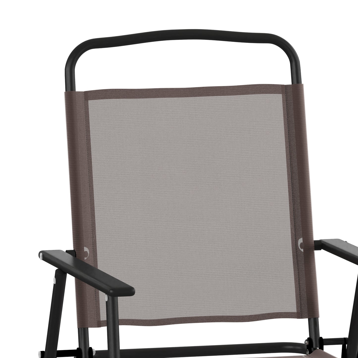 Set of 2 Mystic Folding Patio Sling Chairs, Outdoor Textilene Lawn Chairs with Armrests in Brown Brown