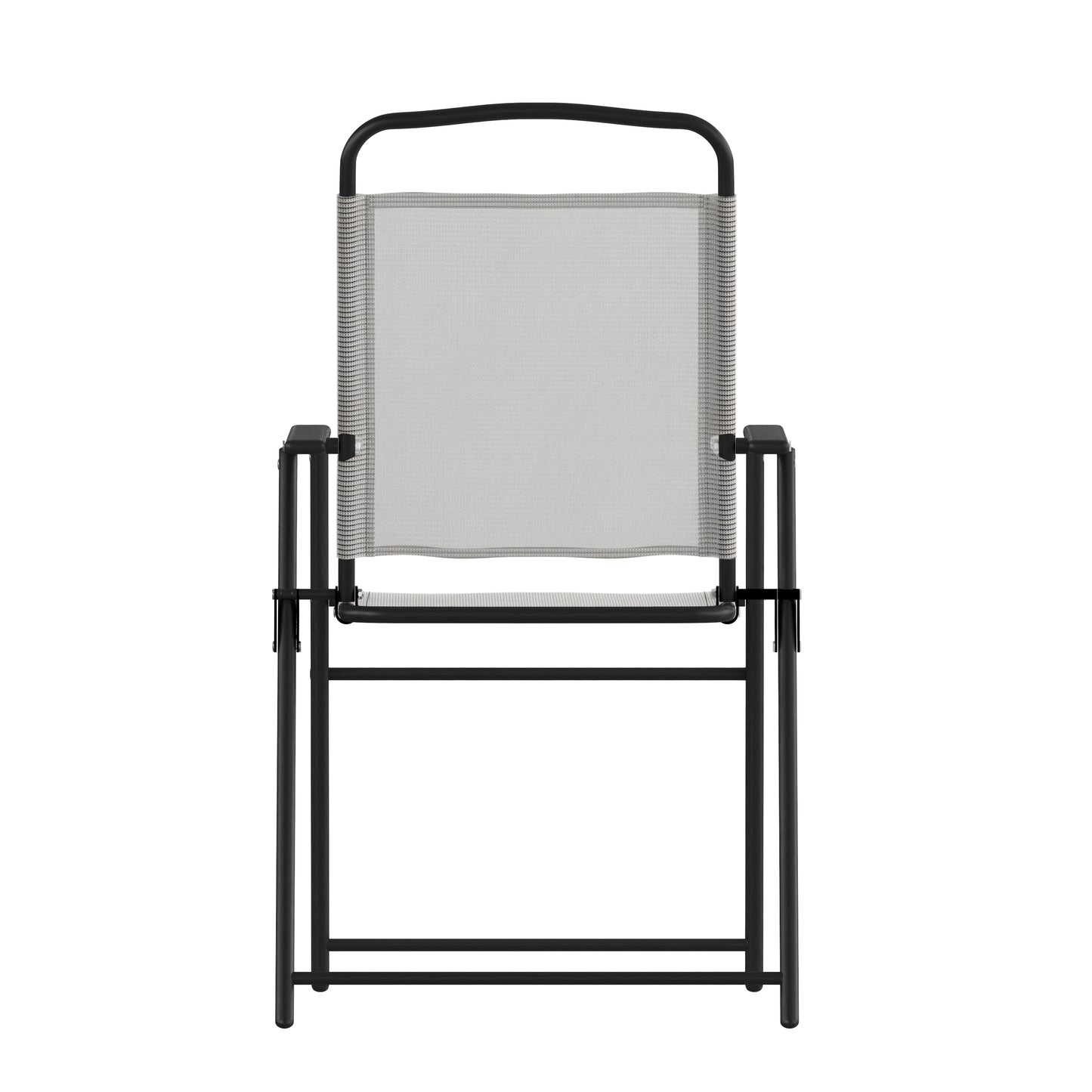 Set of 2 Mystic Folding Patio Sling Chairs, Outdoor Textilene Lawn Chairs with Armrests in Gray Gray