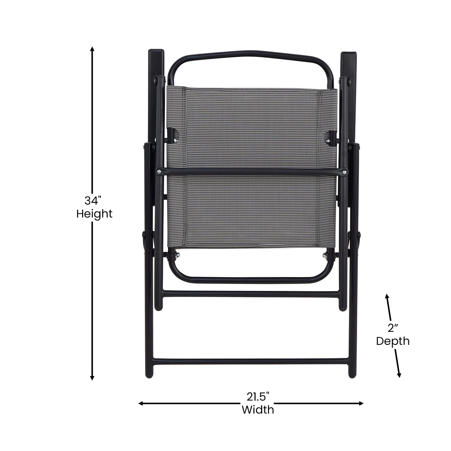 Set of 2 Mystic Folding Patio Sling Chairs, Outdoor Textilene Lawn Chairs with Armrests in Gray Gray