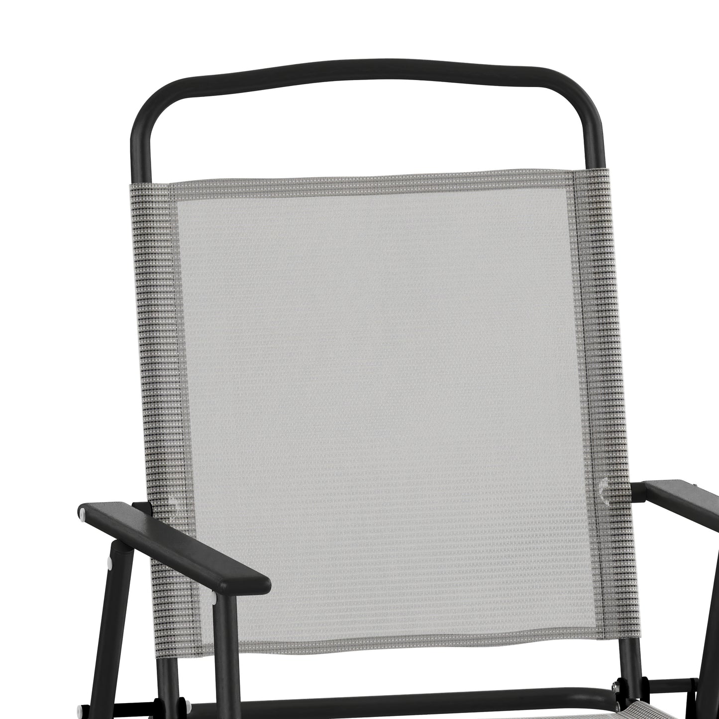 Set of 2 Mystic Folding Patio Sling Chairs, Outdoor Textilene Lawn Chairs with Armrests in Gray Gray