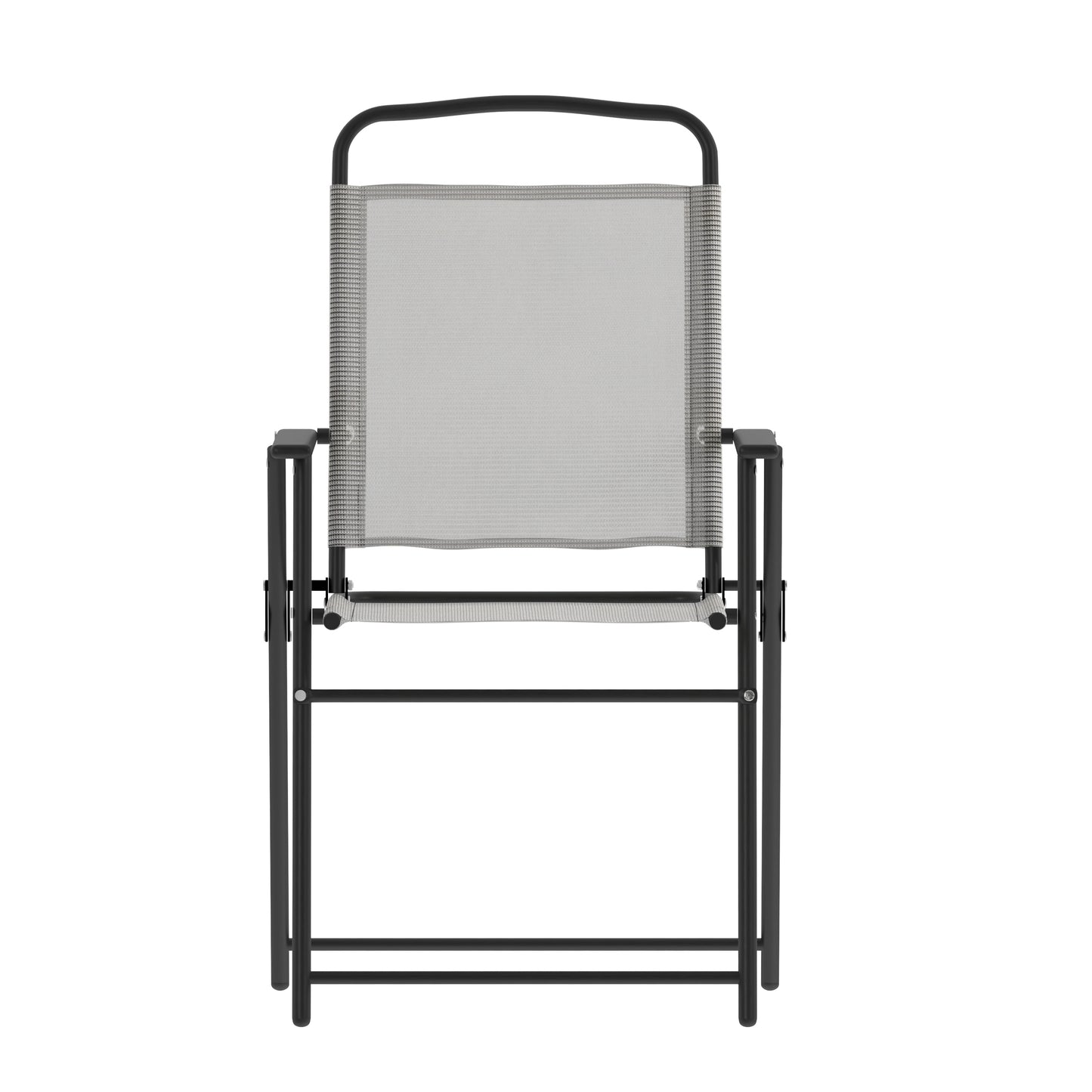 Set of 2 Mystic Folding Patio Sling Chairs, Outdoor Textilene Lawn Chairs with Armrests in Gray Gray