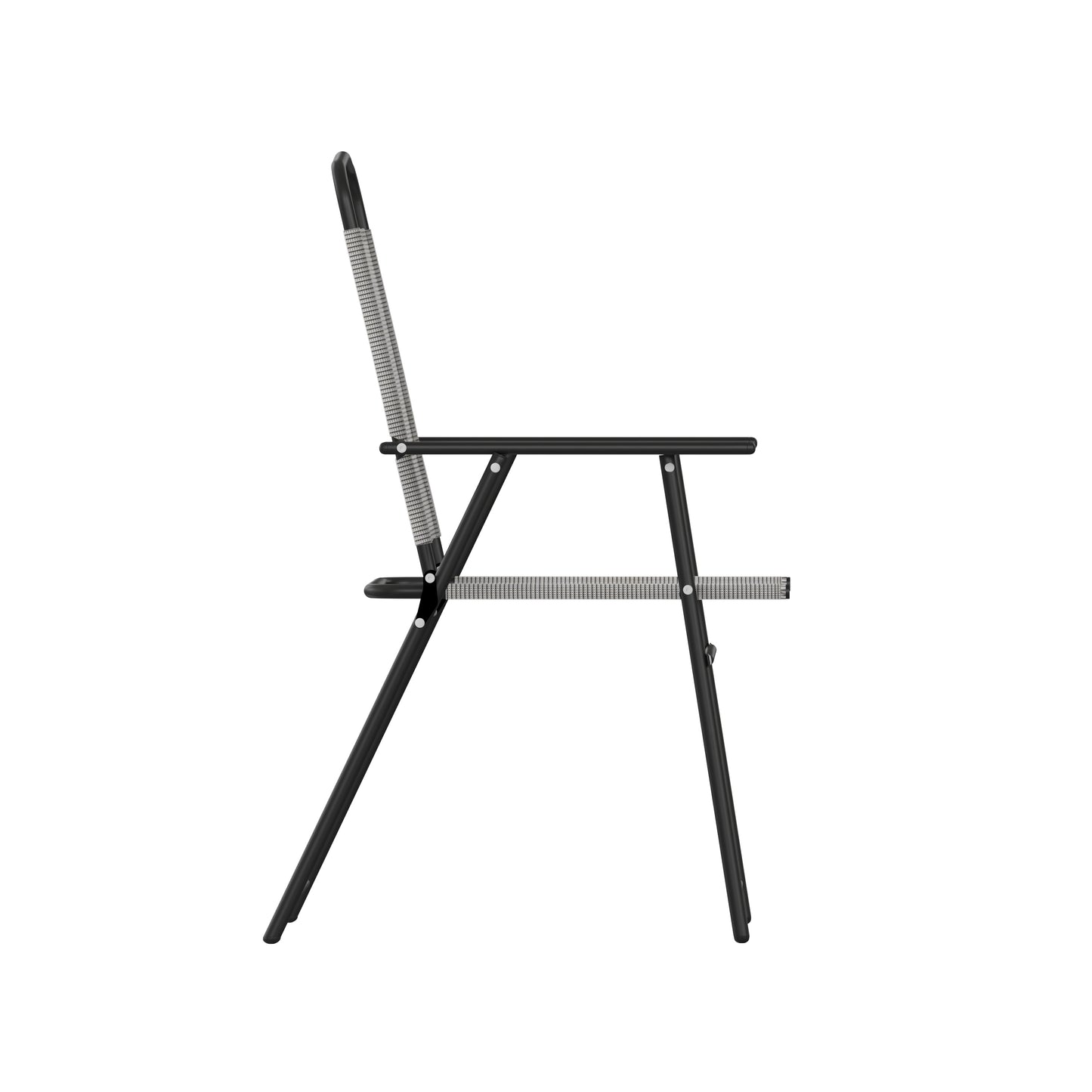 Set of 2 Mystic Folding Patio Sling Chairs, Outdoor Textilene Lawn Chairs with Armrests in Gray Gray