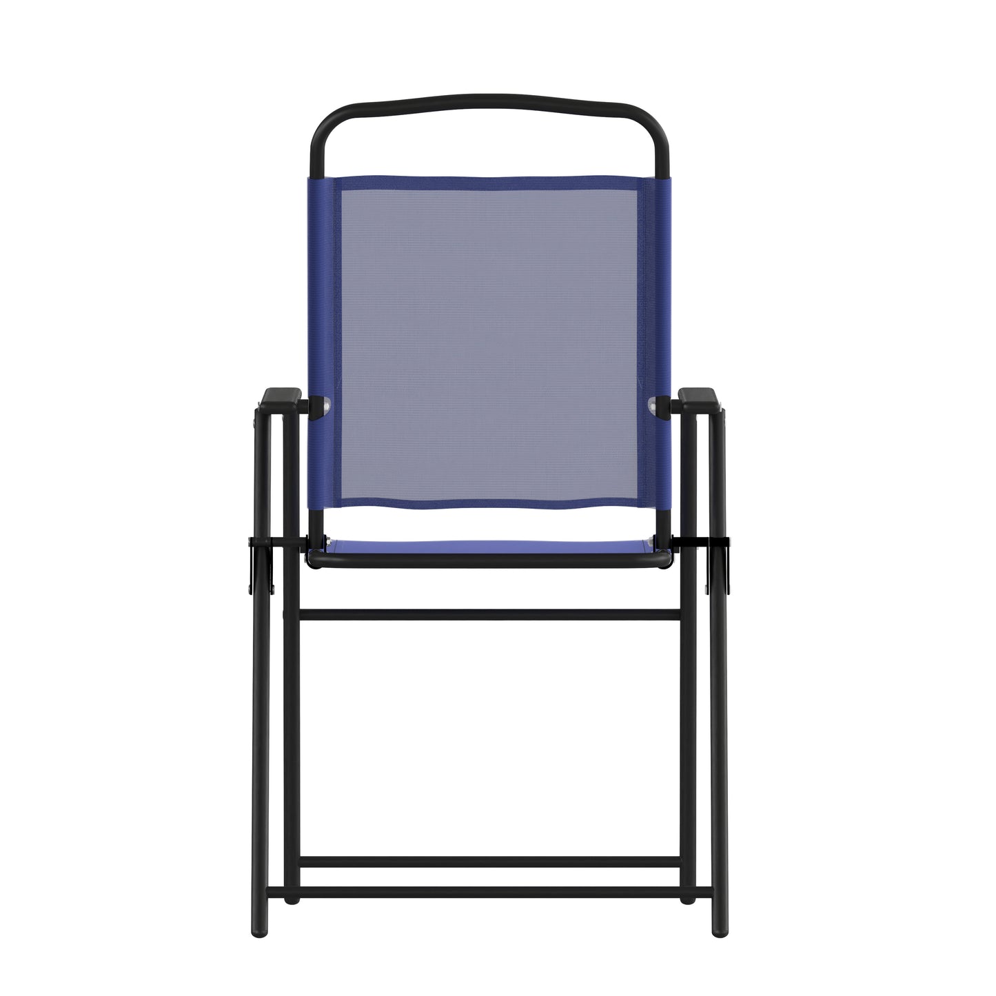 Set of 2 Mystic Folding Patio Sling Chairs, Outdoor Textilene Lawn Chairs with Armrests in Navy Navy
