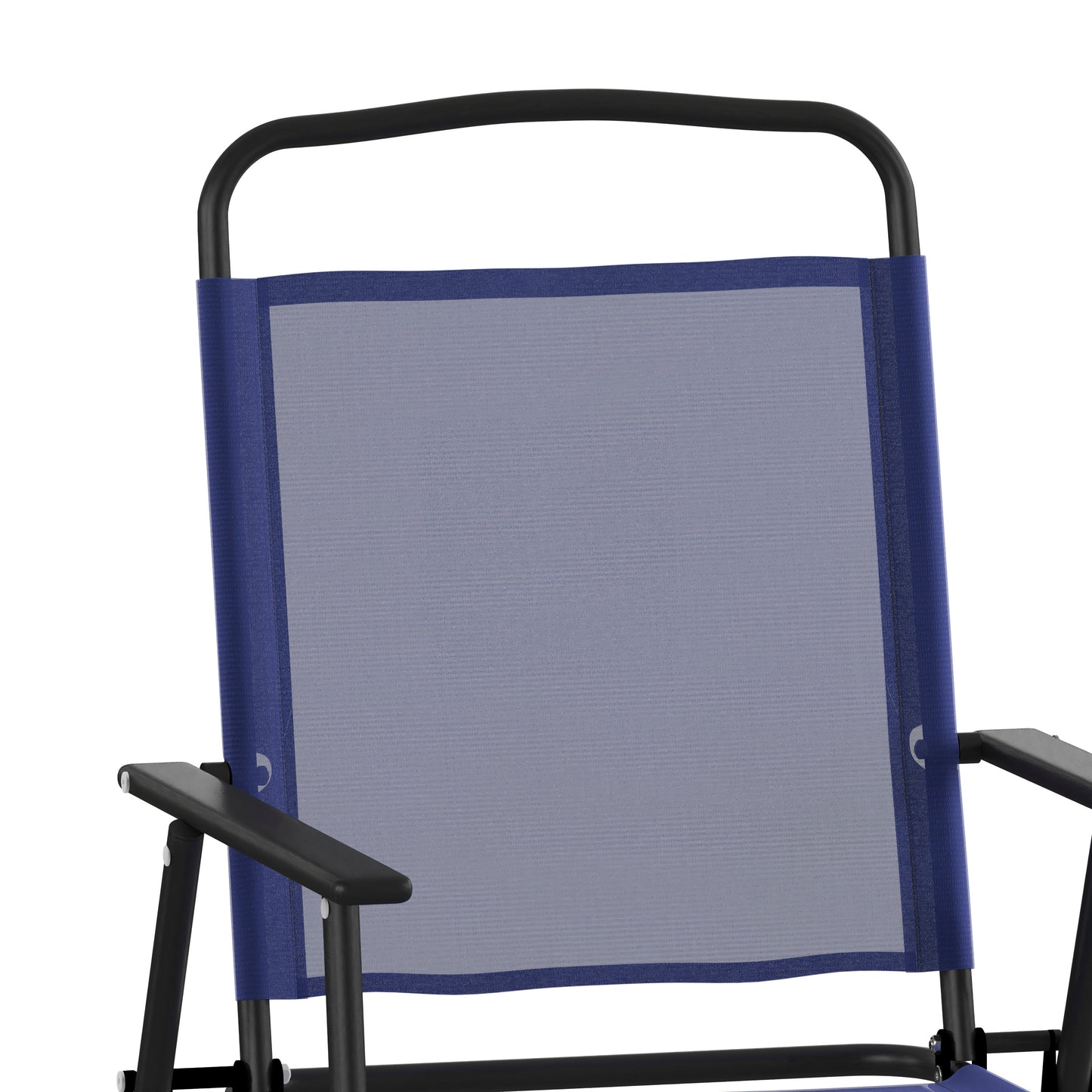 Set of 2 Mystic Folding Patio Sling Chairs, Outdoor Textilene Lawn Chairs with Armrests in Navy Navy