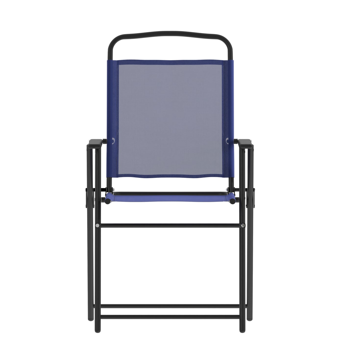 Set of 2 Mystic Folding Patio Sling Chairs, Outdoor Textilene Lawn Chairs with Armrests in Navy Navy