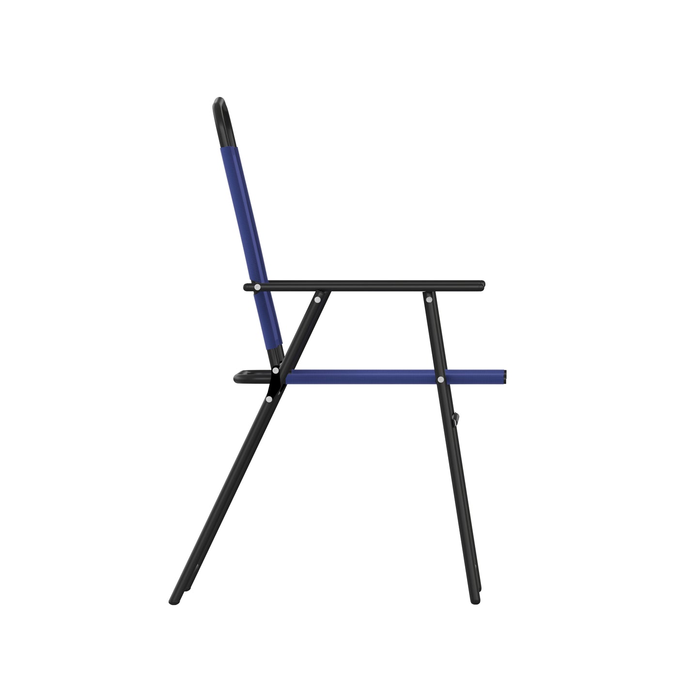 Set of 2 Mystic Folding Patio Sling Chairs, Outdoor Textilene Lawn Chairs with Armrests in Navy Navy