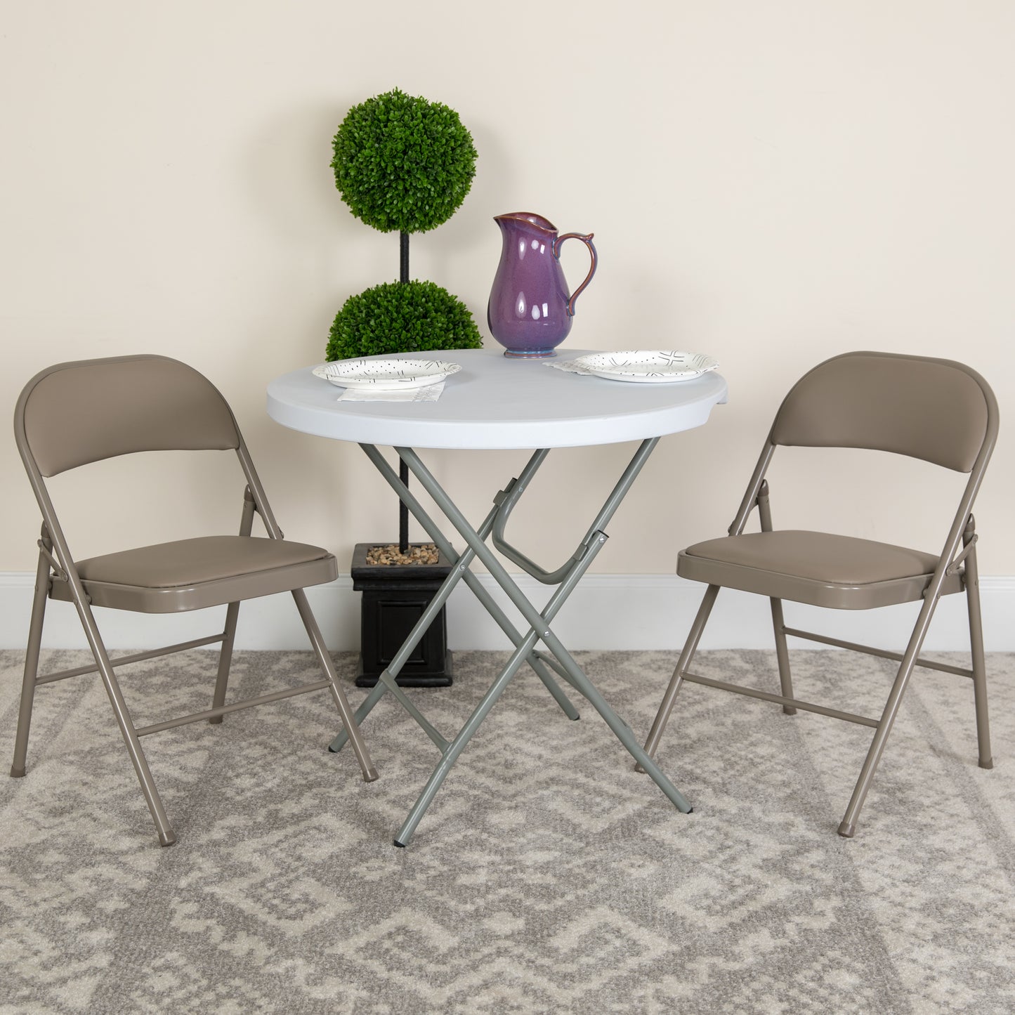 2 Pack HERCULES Series Double Braced Gray Vinyl Folding Chair Gray 2-HA-F003D-GY-GG