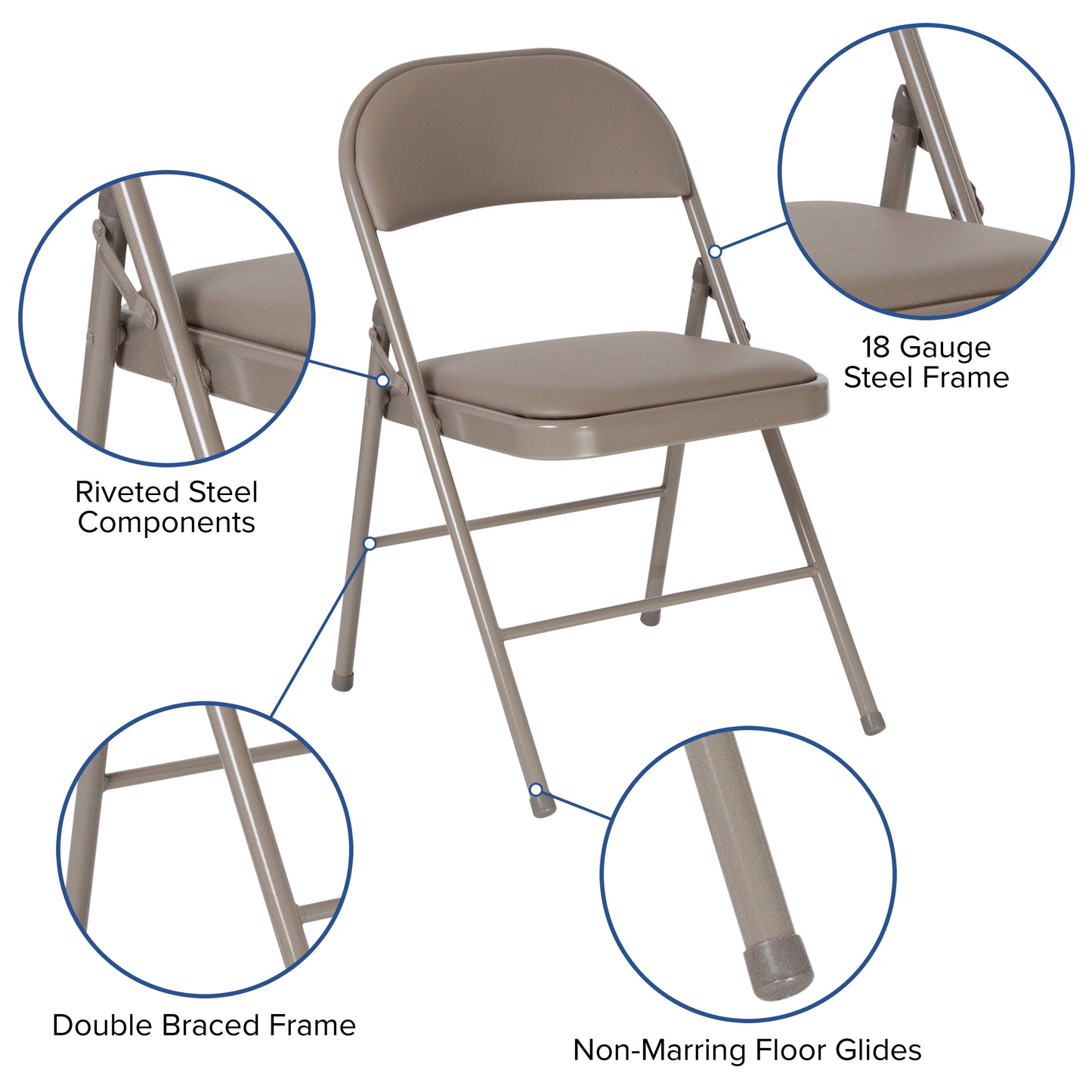 2 Pack HERCULES Series Double Braced Gray Vinyl Folding Chair Gray 2-HA-F003D-GY-GG