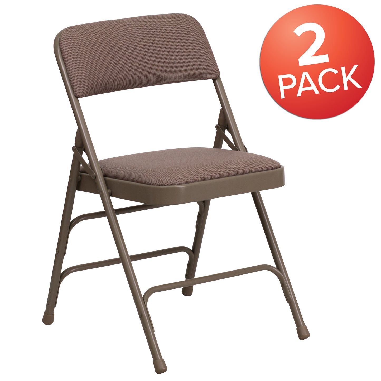 2 Pack HERCULES Series Curved Triple Braced & Double Hinged Beige Fabric Metal Folding Chair Beige Fabric/Beige Frame 2-HA-MC309AF-BGE-GG