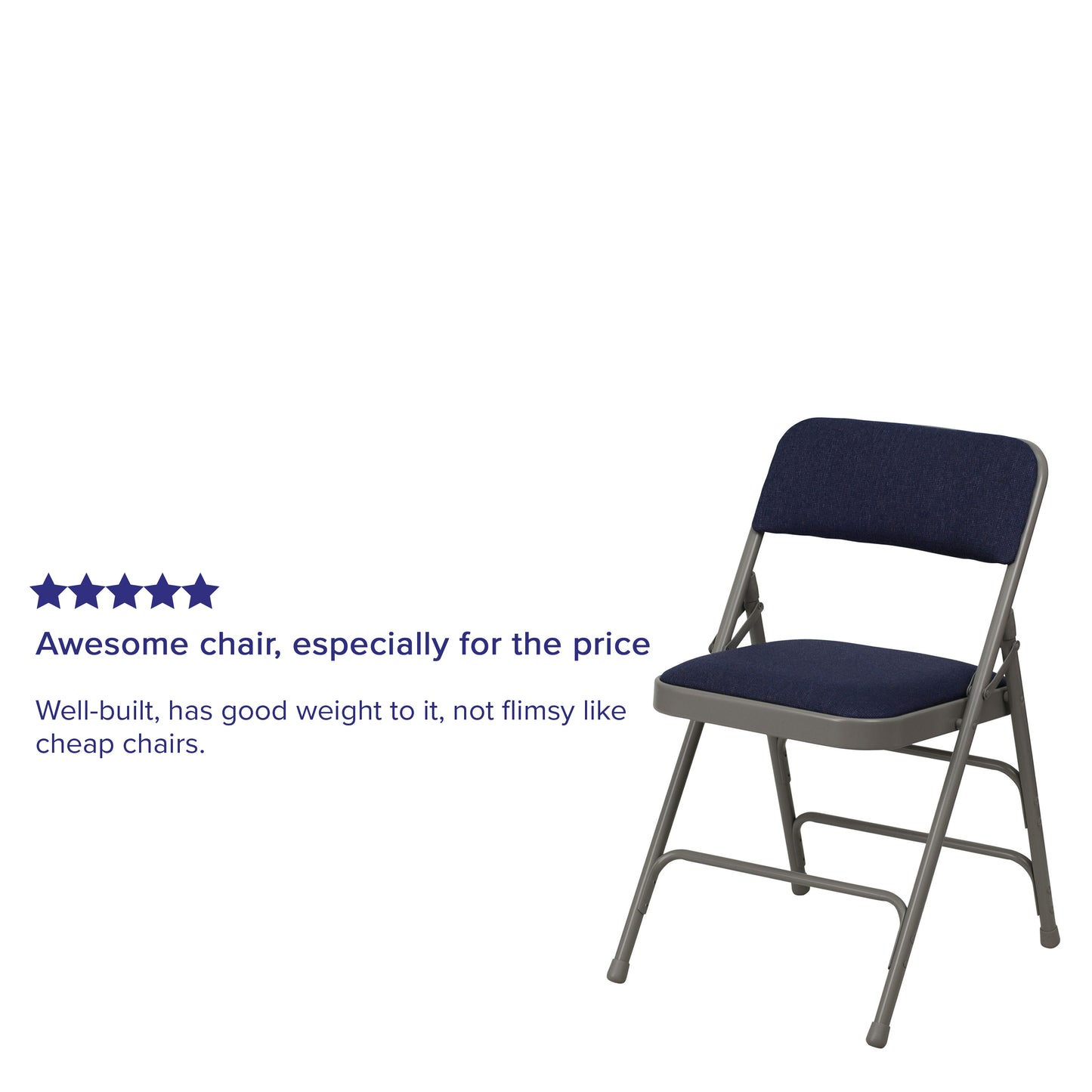 2 Pack HERCULES Series Curved Triple Braced & Double Hinged Navy Fabric Metal Folding Chair Navy Fabric/Gray Frame