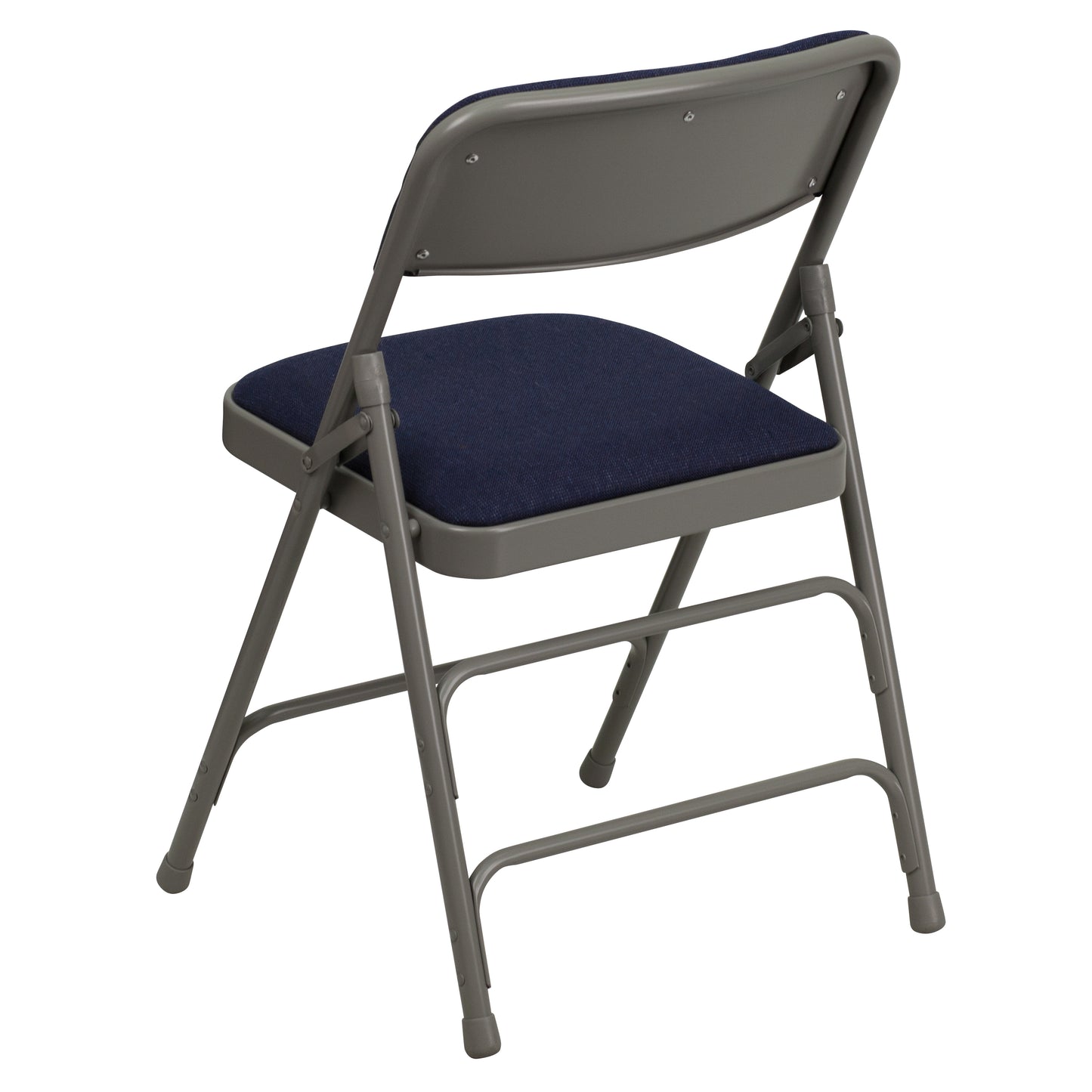 2 Pack HERCULES Series Curved Triple Braced & Double Hinged Navy Fabric Metal Folding Chair Navy Fabric/Gray Frame