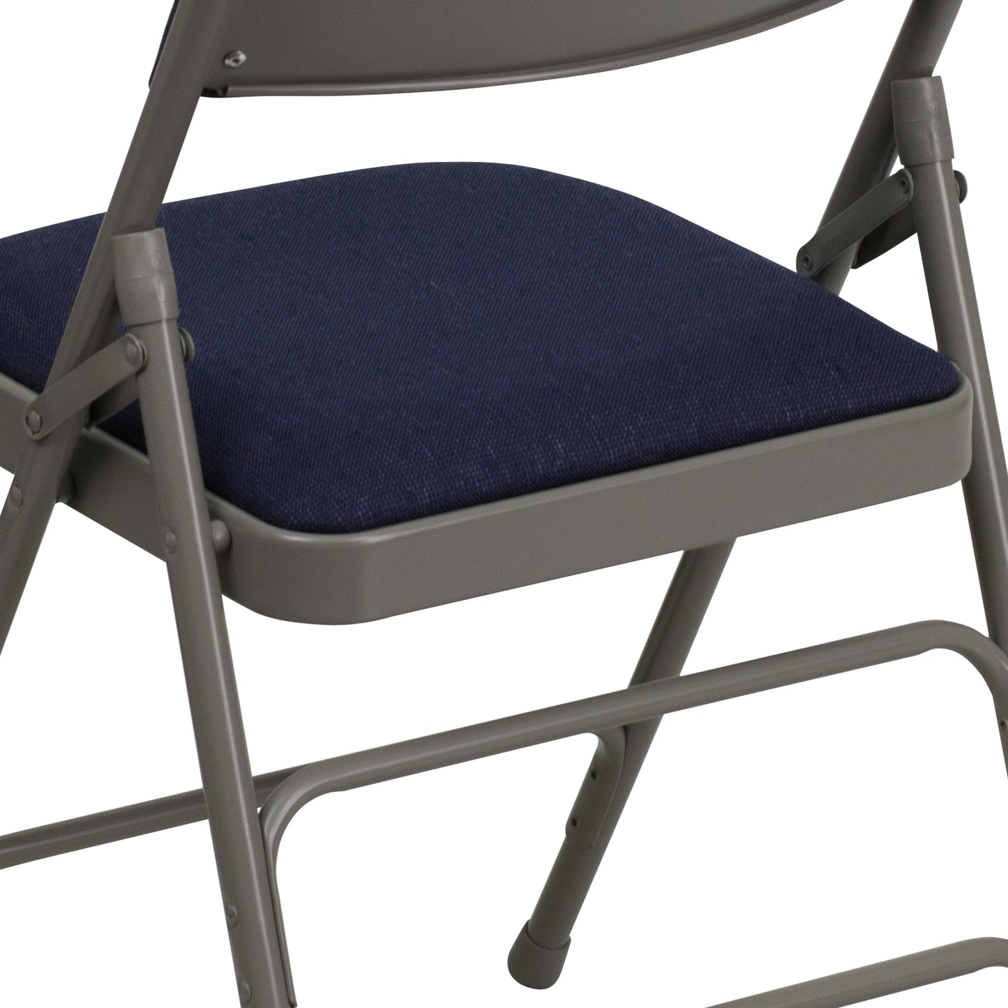 2 Pack HERCULES Series Curved Triple Braced & Double Hinged Navy Fabric Metal Folding Chair Navy Fabric/Gray Frame
