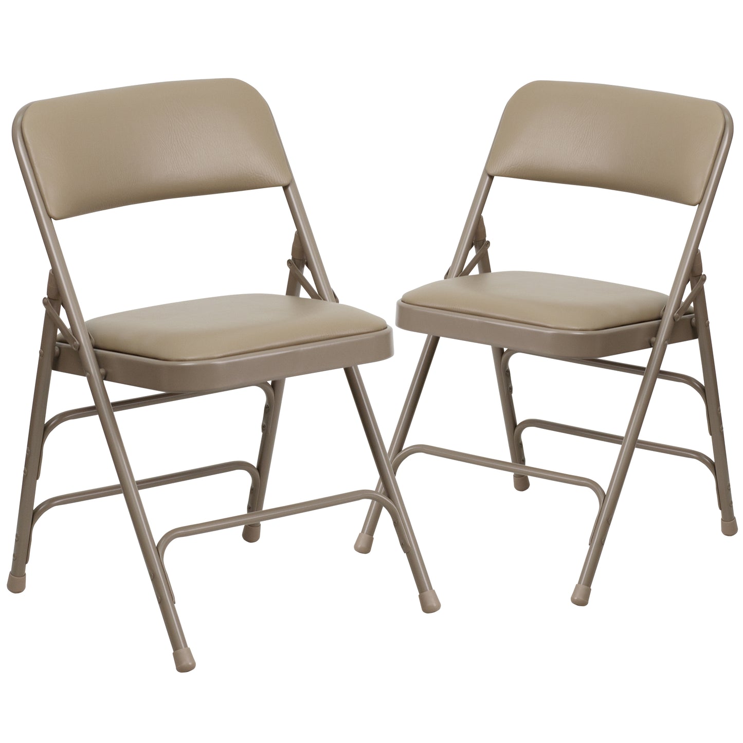 2 Pack HERCULES Series Curved Triple Braced & Double Hinged Beige Vinyl Metal Folding Chair Beige Vinyl/Beige Frame 2-HA-MC309AV-BGE-GG