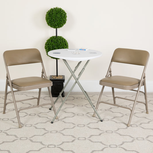 2 Pack HERCULES Series Curved Triple Braced & Double Hinged Beige Vinyl Metal Folding Chair Beige Vinyl/Beige Frame 2-HA-MC309AV-BGE-GG