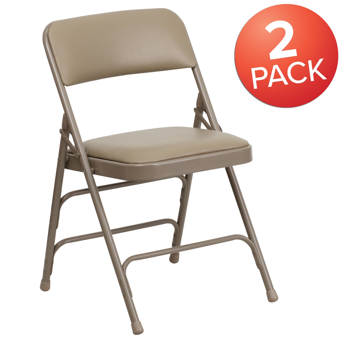2 Pack HERCULES Series Curved Triple Braced & Double Hinged Beige Vinyl Metal Folding Chair Beige Vinyl/Beige Frame 2-HA-MC309AV-BGE-GG