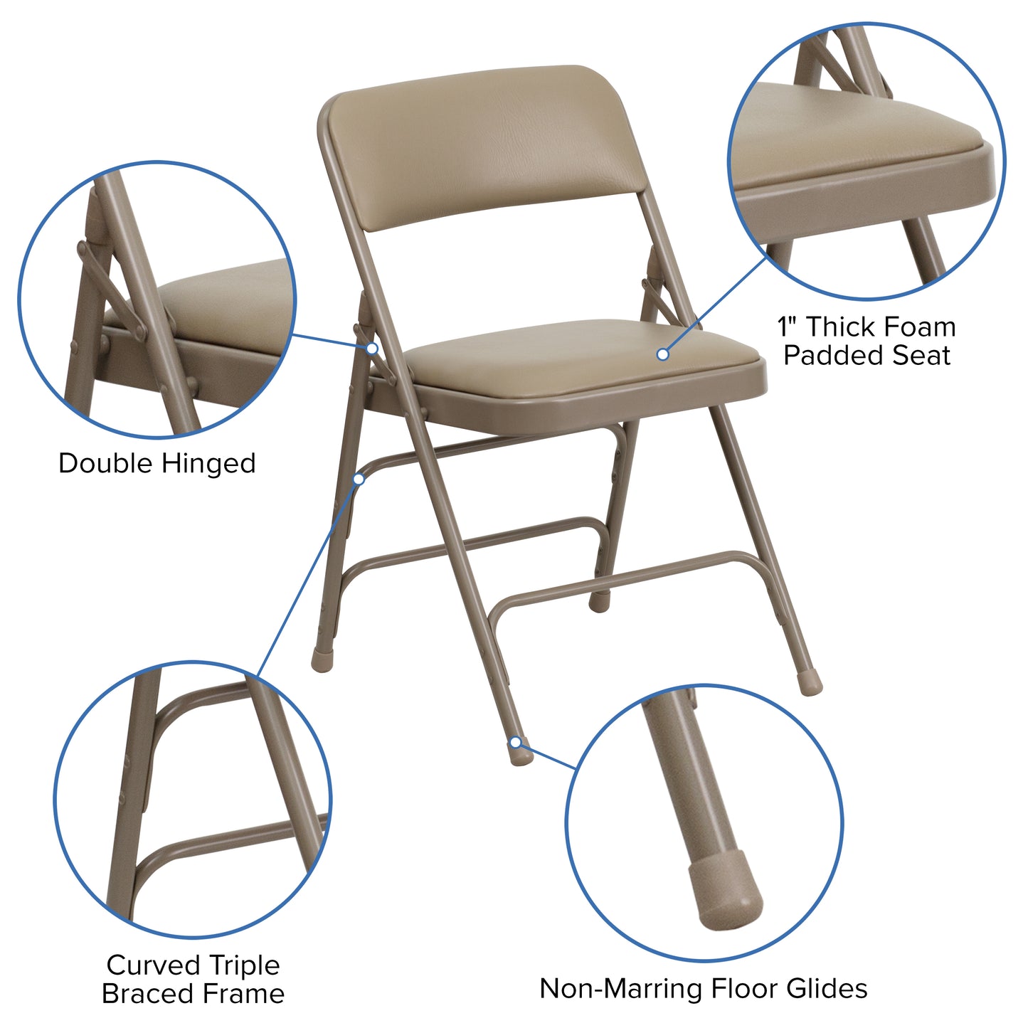 2 Pack HERCULES Series Curved Triple Braced & Double Hinged Beige Vinyl Metal Folding Chair Beige Vinyl/Beige Frame 2-HA-MC309AV-BGE-GG