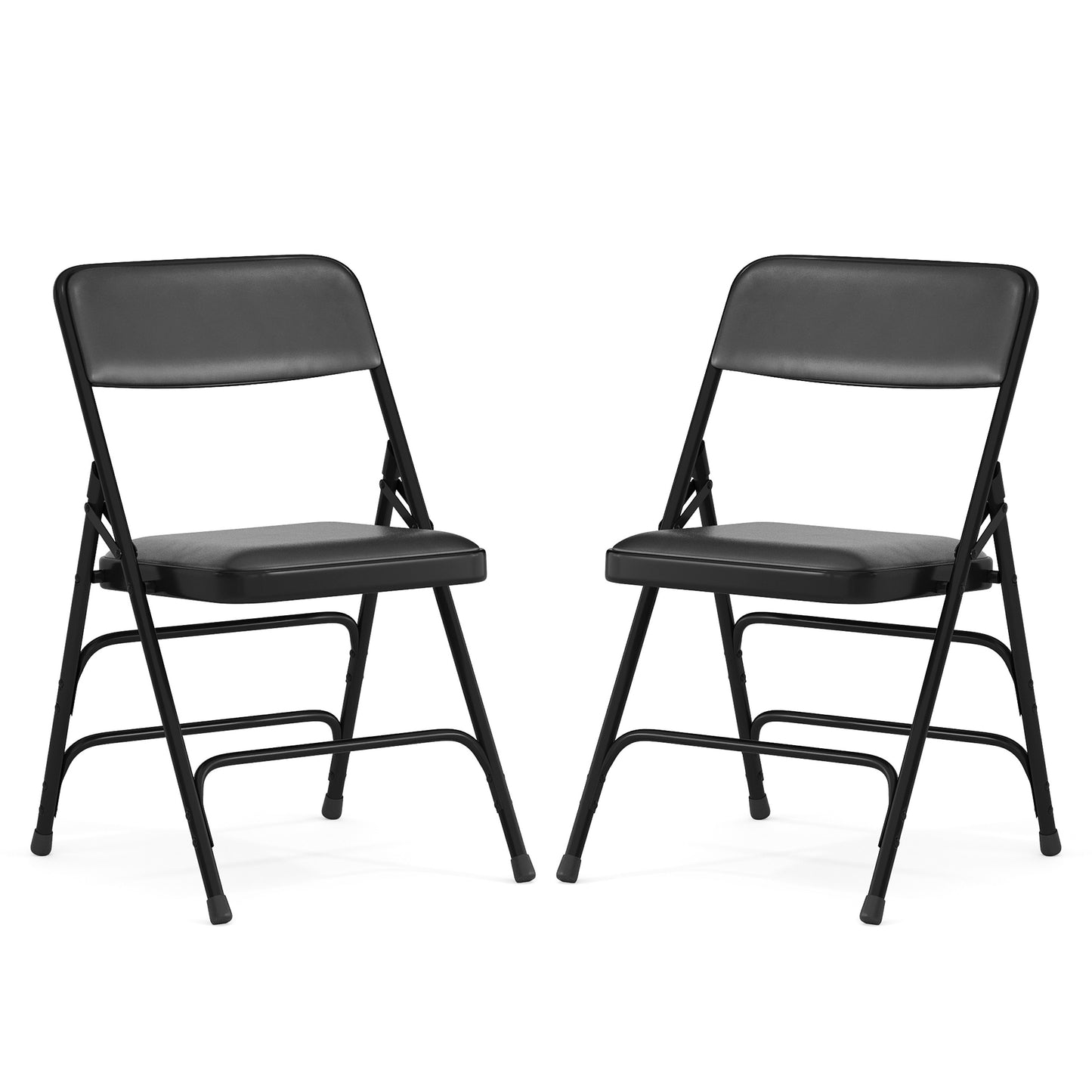 HERCULES Series Metal Folding Chairs with Padded Seats | Set of 2 Black Metal Folding Chairs Black Vinyl/Black Frame