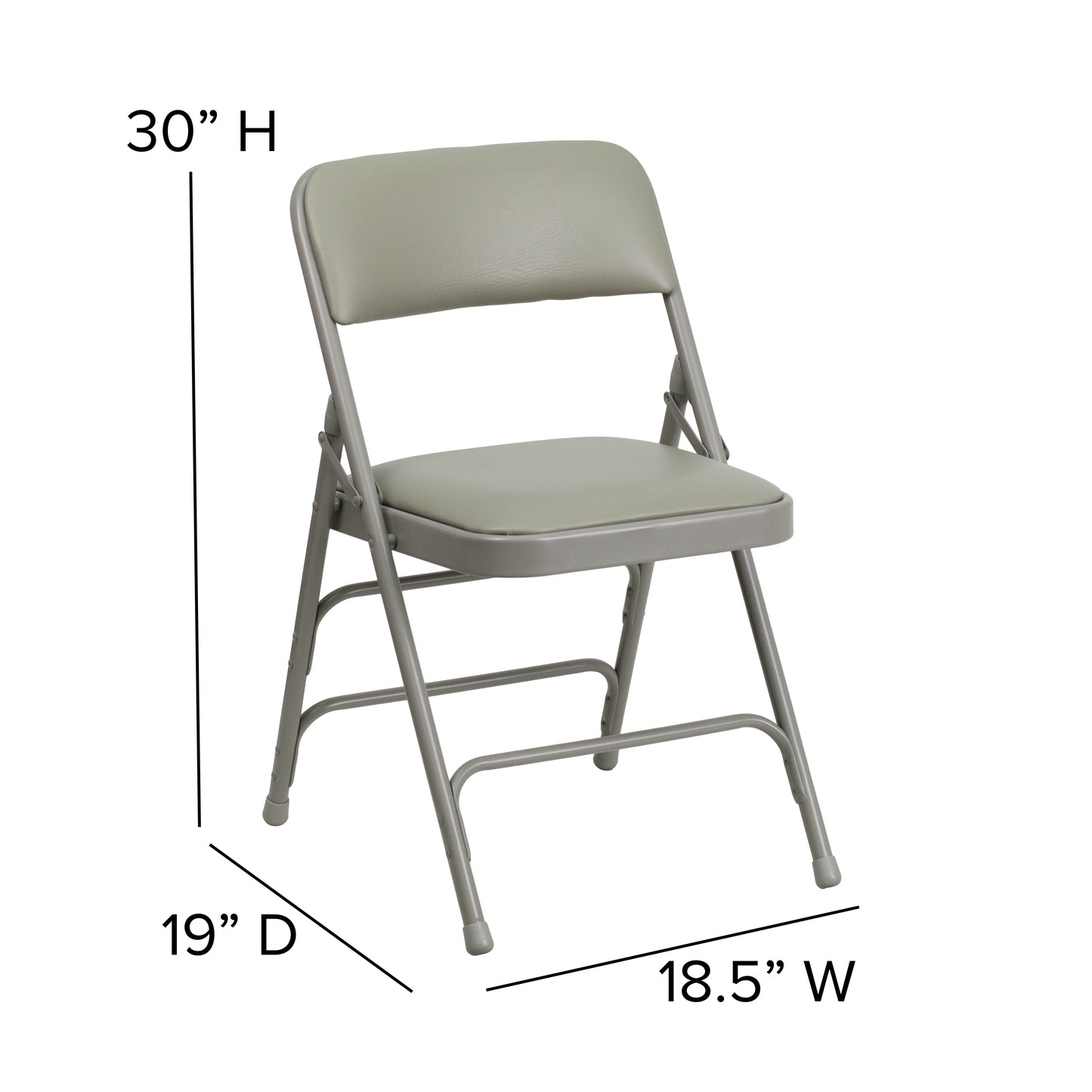 2 Pack HERCULES Series Curved Triple Braced & Double Hinged Gray Vinyl Metal Folding Chair Gray Vinyl/Gray Frame