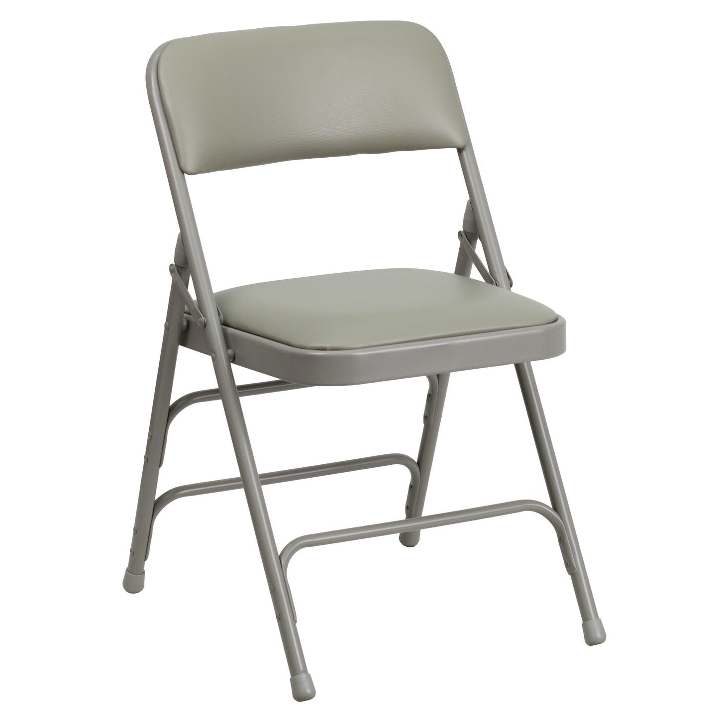 2 Pack HERCULES Series Curved Triple Braced & Double Hinged Gray Vinyl Metal Folding Chair Gray Vinyl/Gray Frame