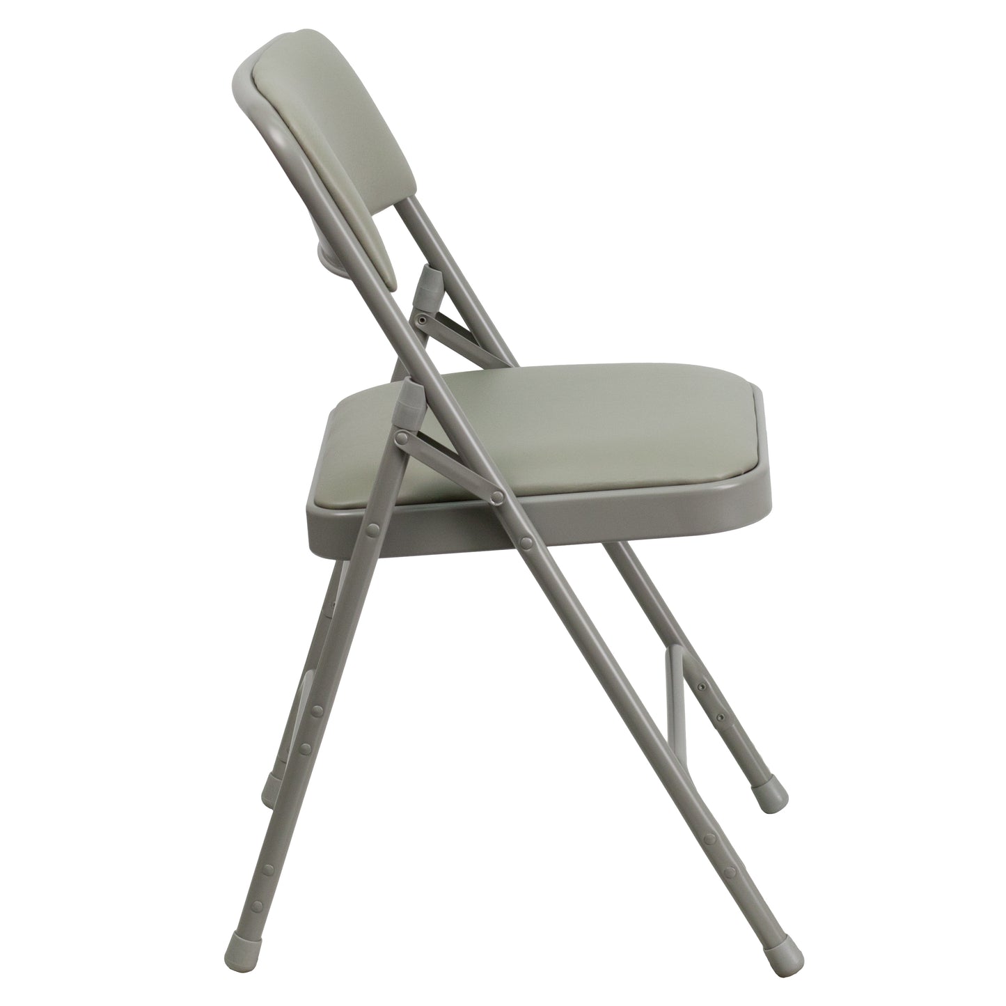 2 Pack HERCULES Series Curved Triple Braced & Double Hinged Gray Vinyl Metal Folding Chair Gray Vinyl/Gray Frame