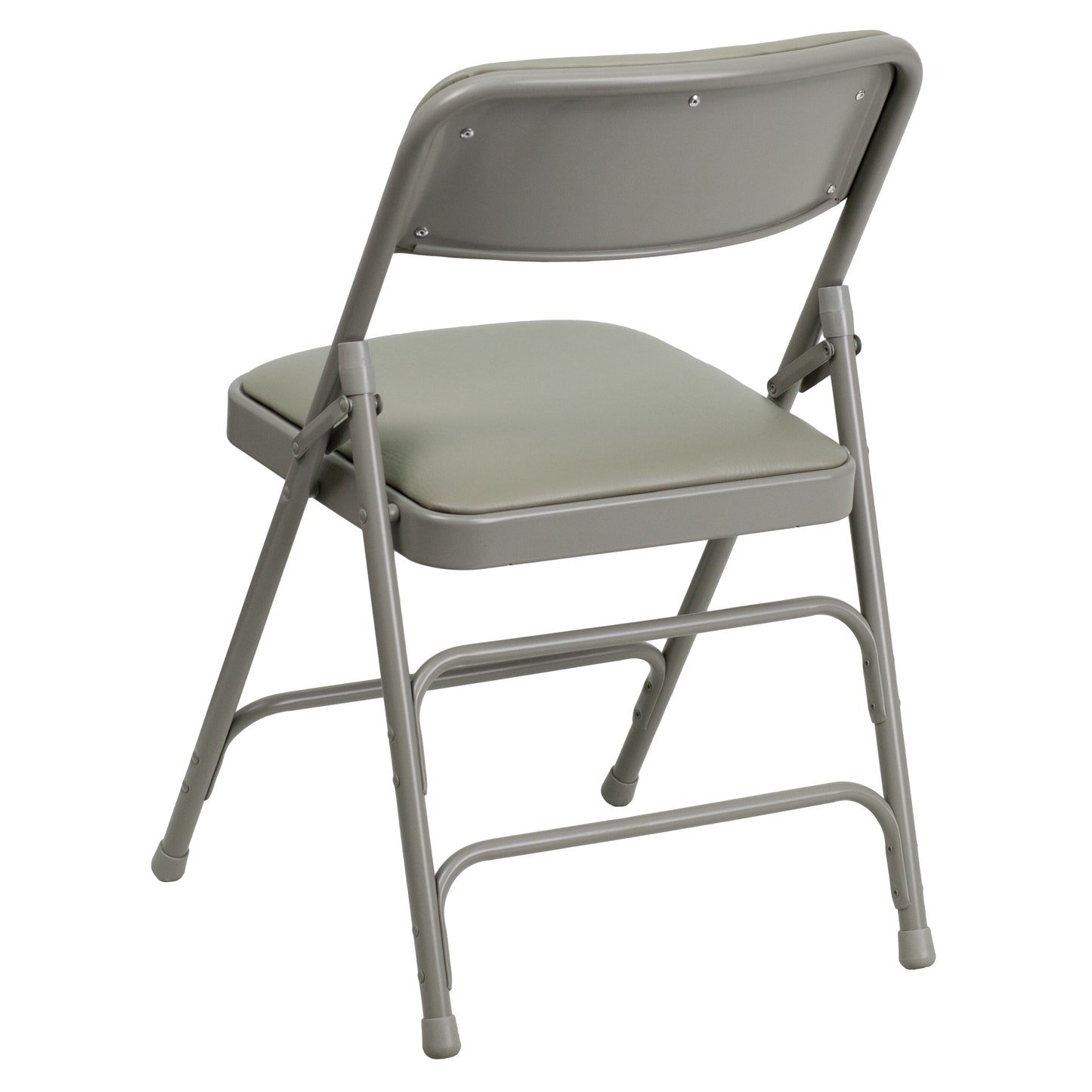 2 Pack HERCULES Series Curved Triple Braced & Double Hinged Gray Vinyl Metal Folding Chair Gray Vinyl/Gray Frame