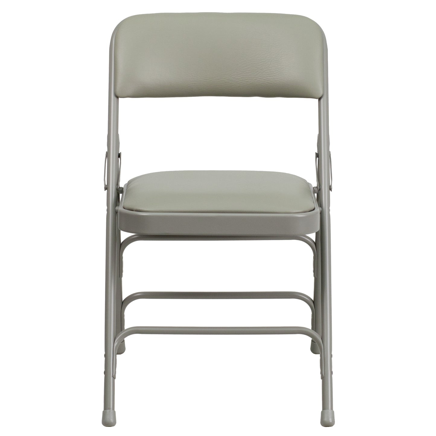 2 Pack HERCULES Series Curved Triple Braced & Double Hinged Gray Vinyl Metal Folding Chair Gray Vinyl/Gray Frame