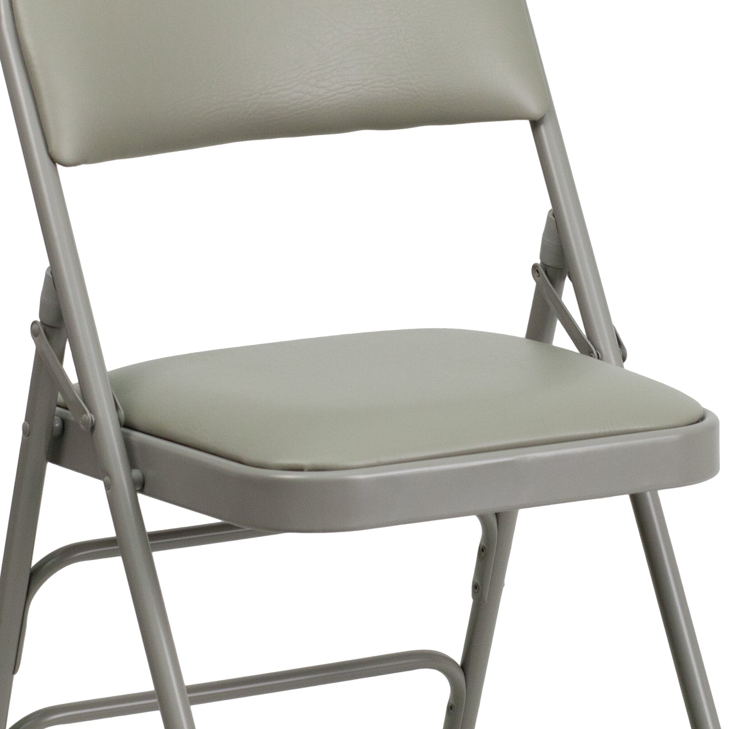 2 Pack HERCULES Series Curved Triple Braced & Double Hinged Gray Vinyl Metal Folding Chair Gray Vinyl/Gray Frame