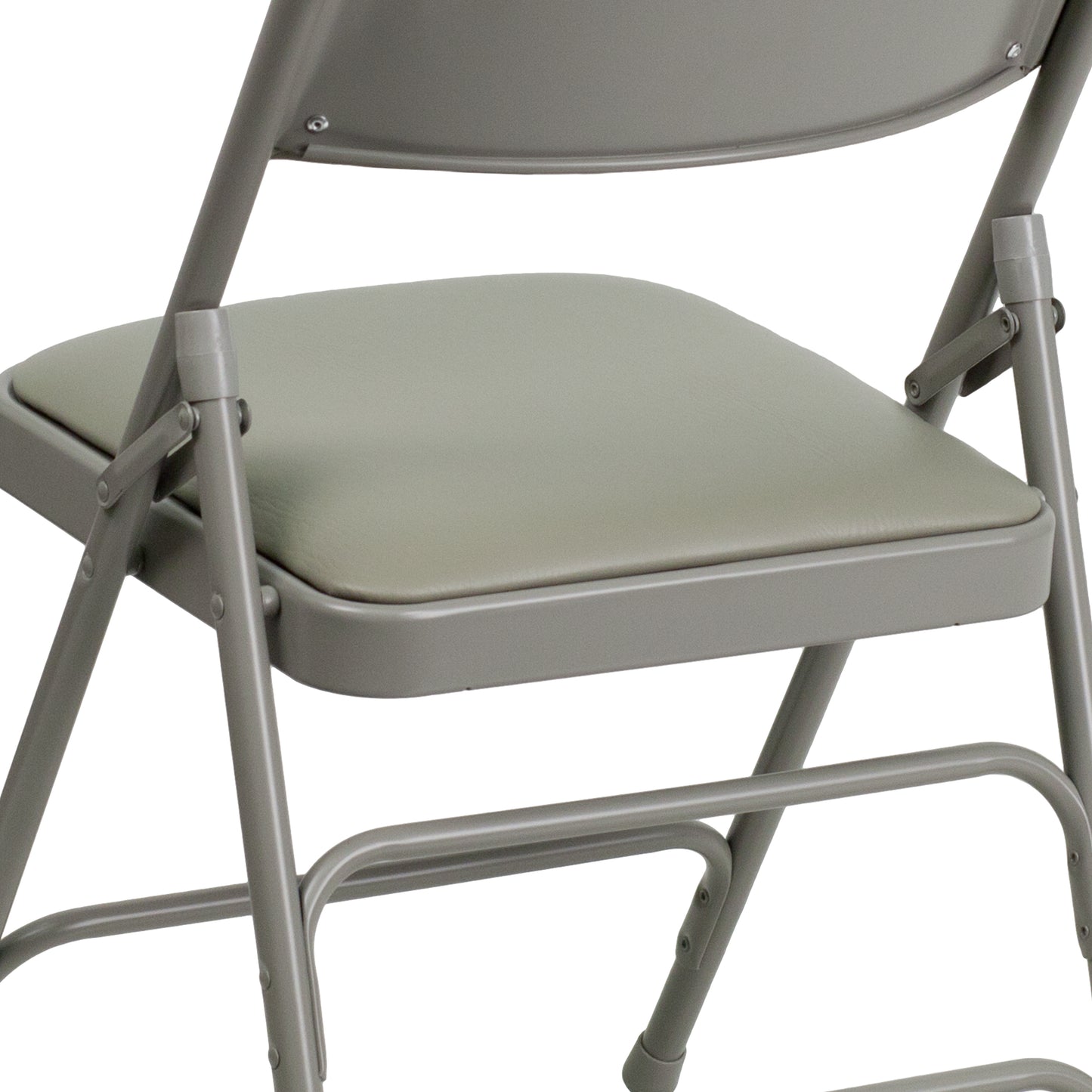 2 Pack HERCULES Series Curved Triple Braced & Double Hinged Gray Vinyl Metal Folding Chair Gray Vinyl/Gray Frame