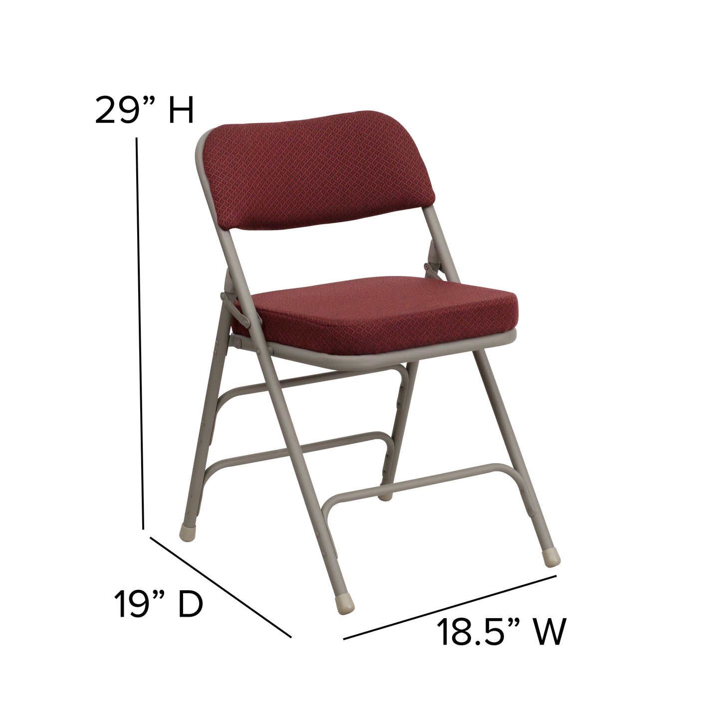 2 Pack HERCULES Series Premium Curved Triple Braced & Double Hinged Burgundy Fabric Metal Folding Chair Burgundy Fabric/Gray Frame