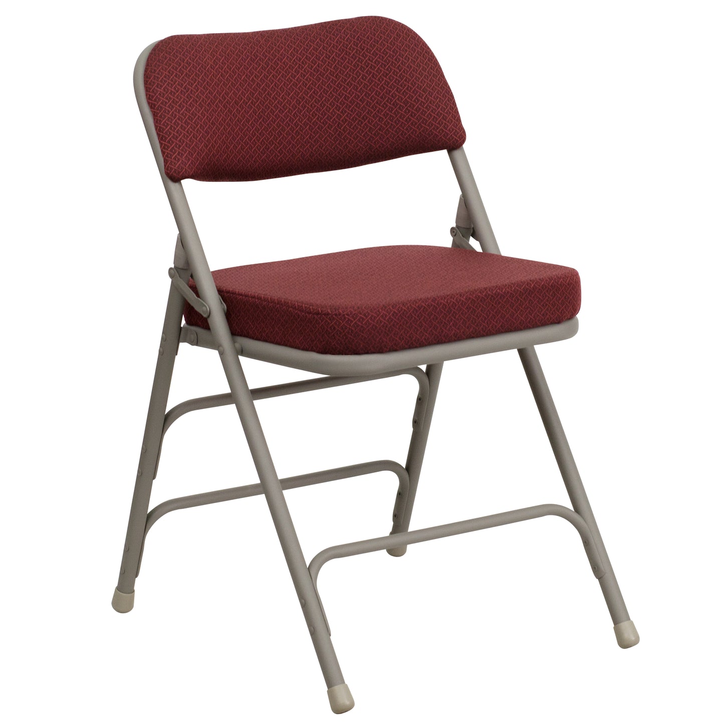2 Pack HERCULES Series Premium Curved Triple Braced & Double Hinged Burgundy Fabric Metal Folding Chair Burgundy Fabric/Gray Frame