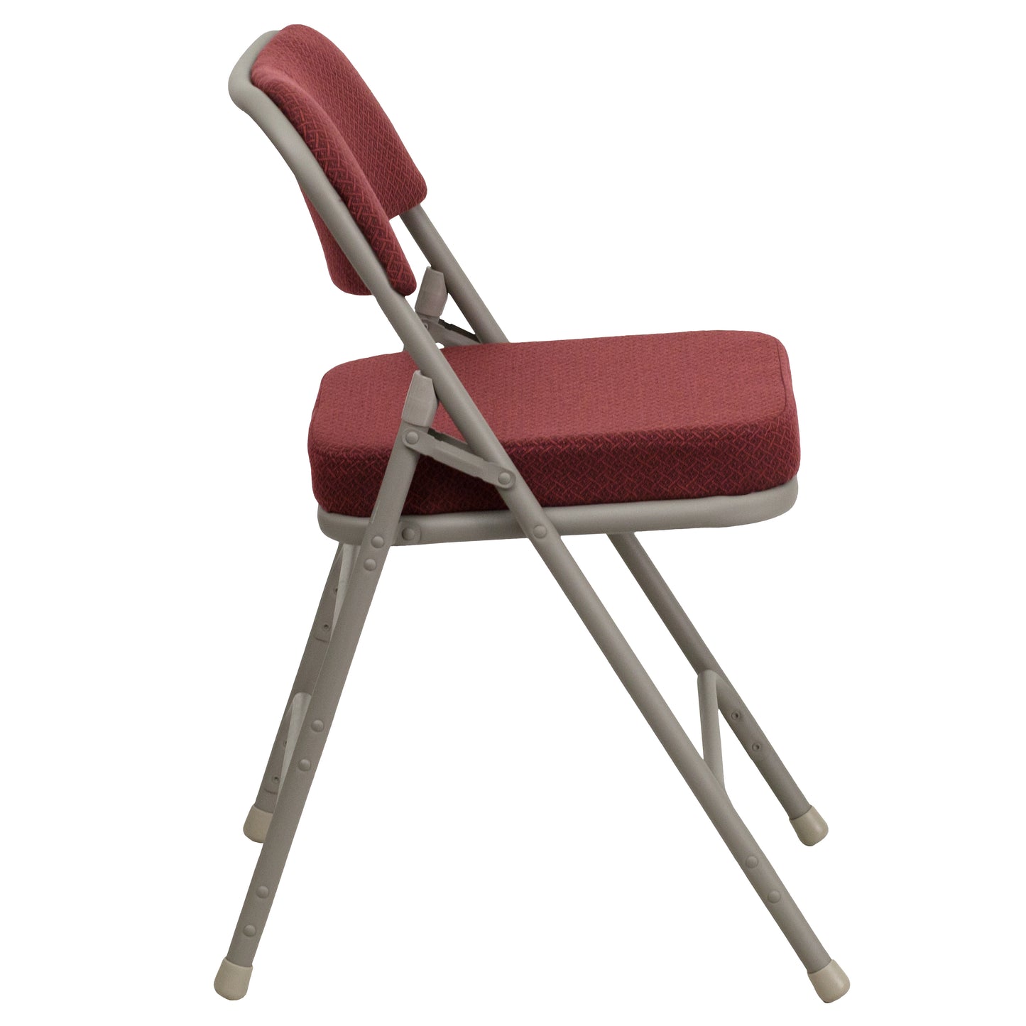 2 Pack HERCULES Series Premium Curved Triple Braced & Double Hinged Burgundy Fabric Metal Folding Chair Burgundy Fabric/Gray Frame