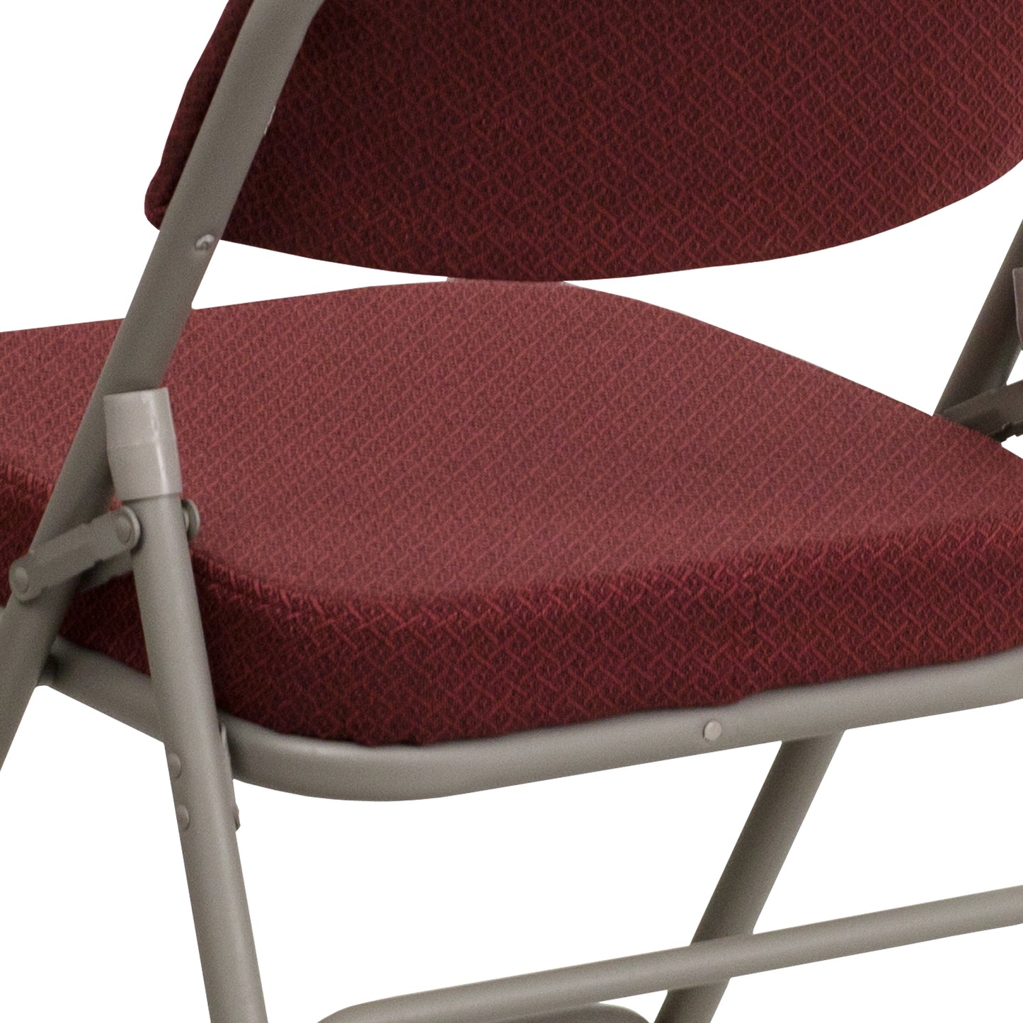 2 Pack HERCULES Series Premium Curved Triple Braced & Double Hinged Burgundy Fabric Metal Folding Chair Burgundy Fabric/Gray Frame