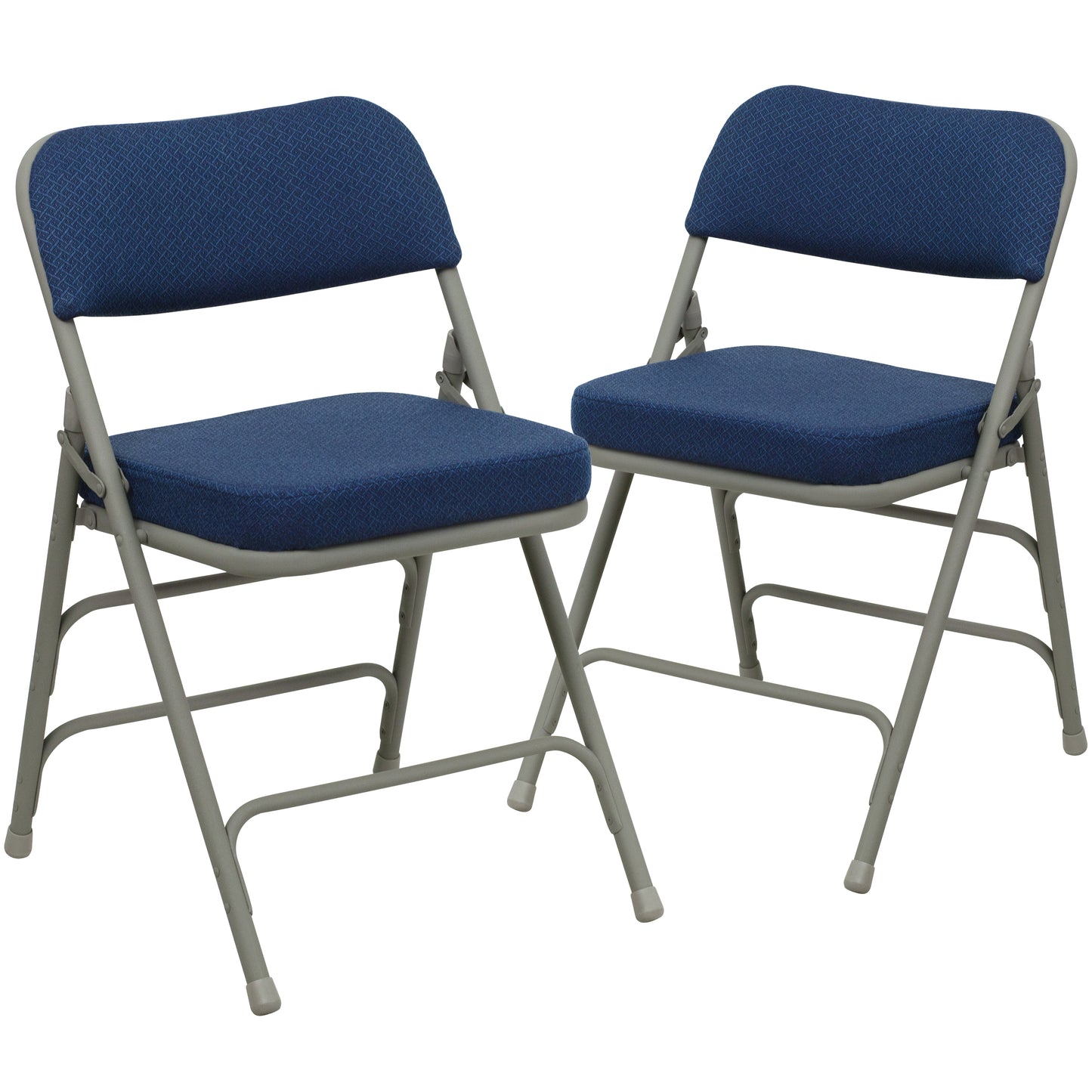 2 Pack HERCULES Series Premium Curved Triple Braced & Double Hinged Navy Fabric Metal Folding Chair Navy Fabric/Gray Frame