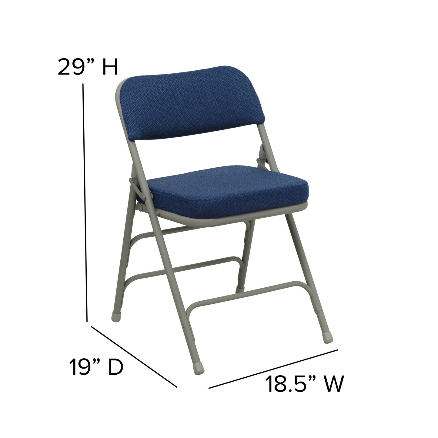 2 Pack HERCULES Series Premium Curved Triple Braced & Double Hinged Navy Fabric Metal Folding Chair Navy Fabric/Gray Frame