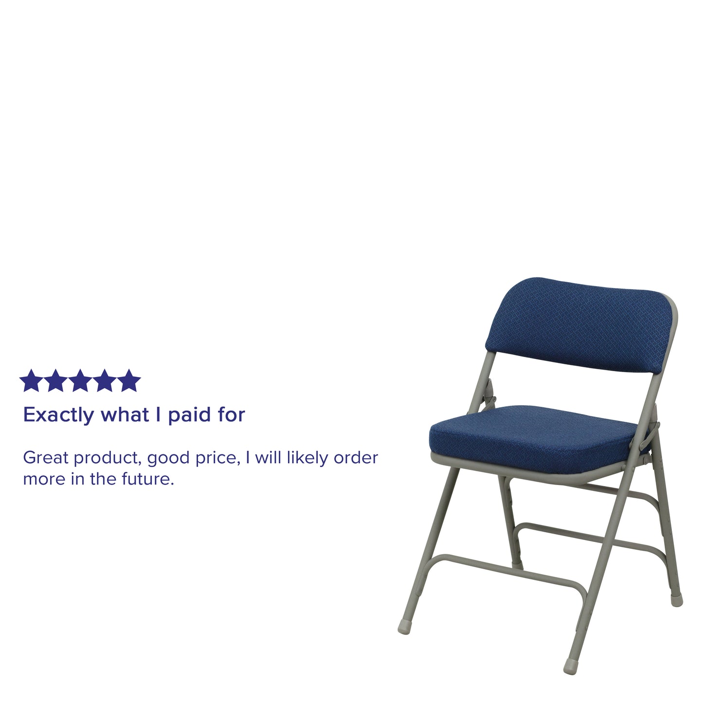 2 Pack HERCULES Series Premium Curved Triple Braced & Double Hinged Navy Fabric Metal Folding Chair Navy Fabric/Gray Frame