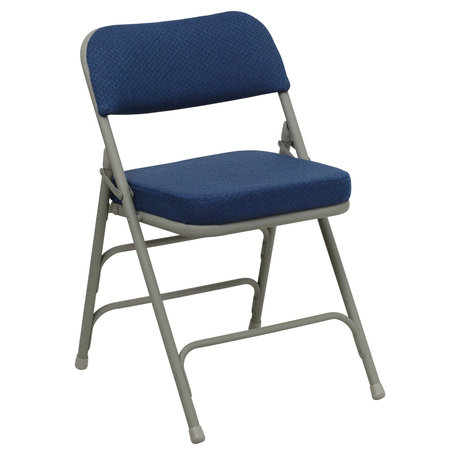 2 Pack HERCULES Series Premium Curved Triple Braced & Double Hinged Navy Fabric Metal Folding Chair Navy Fabric/Gray Frame