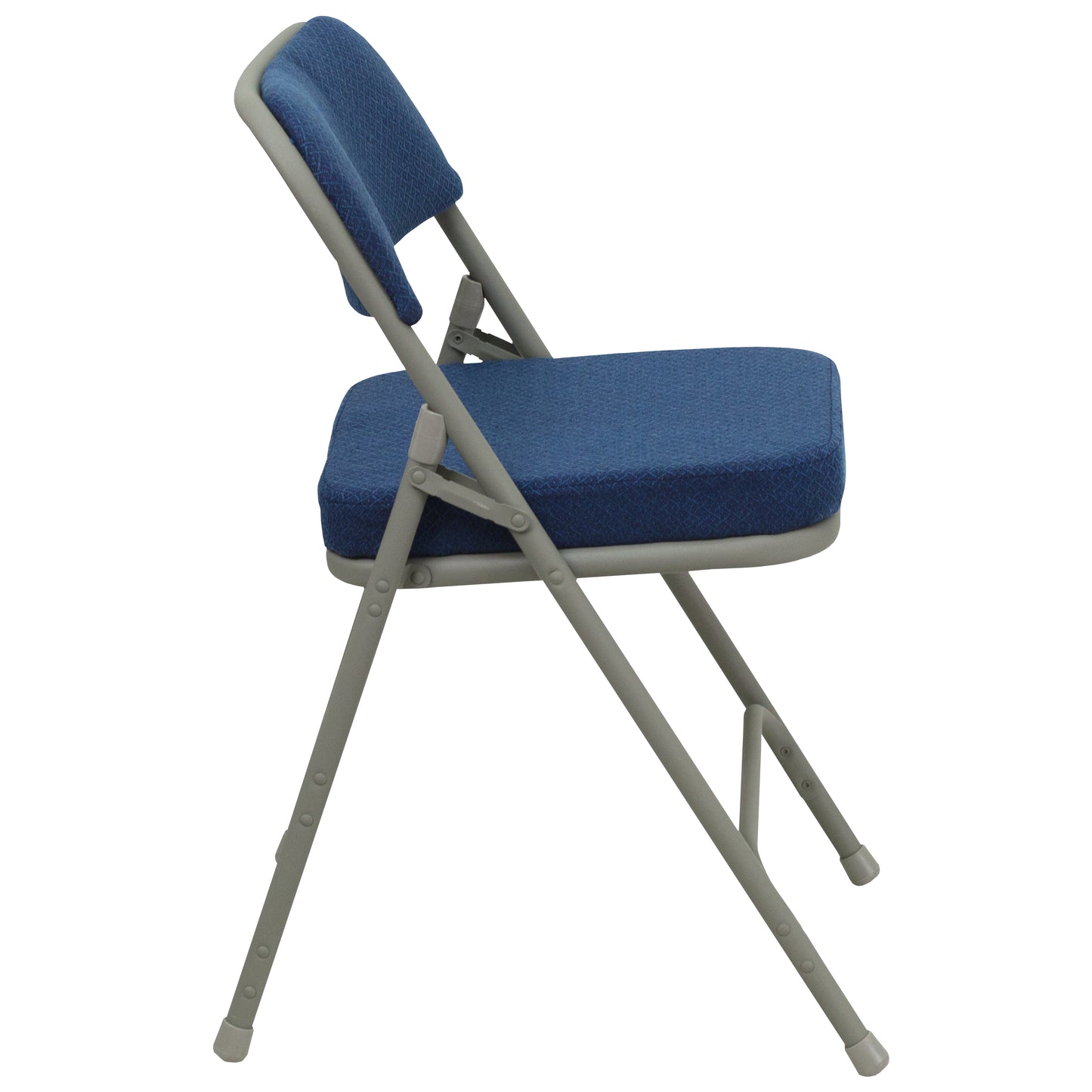 2 Pack HERCULES Series Premium Curved Triple Braced & Double Hinged Navy Fabric Metal Folding Chair Navy Fabric/Gray Frame