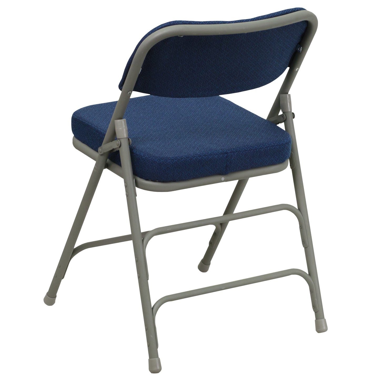 2 Pack HERCULES Series Premium Curved Triple Braced & Double Hinged Navy Fabric Metal Folding Chair Navy Fabric/Gray Frame