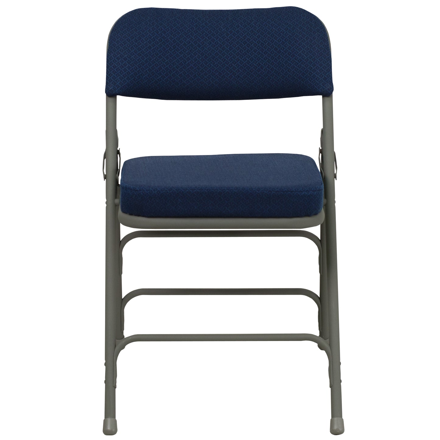 2 Pack HERCULES Series Premium Curved Triple Braced & Double Hinged Navy Fabric Metal Folding Chair Navy Fabric/Gray Frame