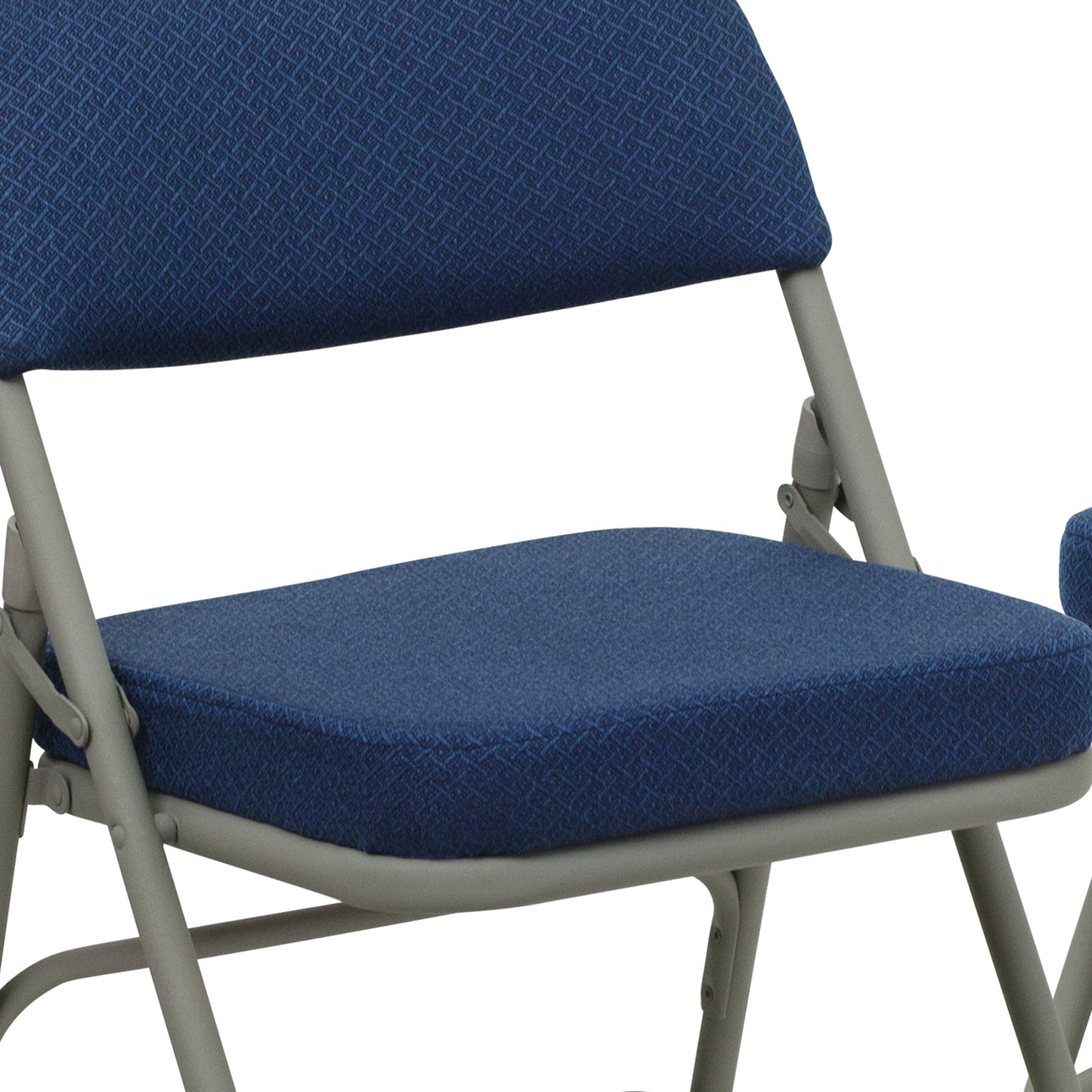 2 Pack HERCULES Series Premium Curved Triple Braced & Double Hinged Navy Fabric Metal Folding Chair Navy Fabric/Gray Frame