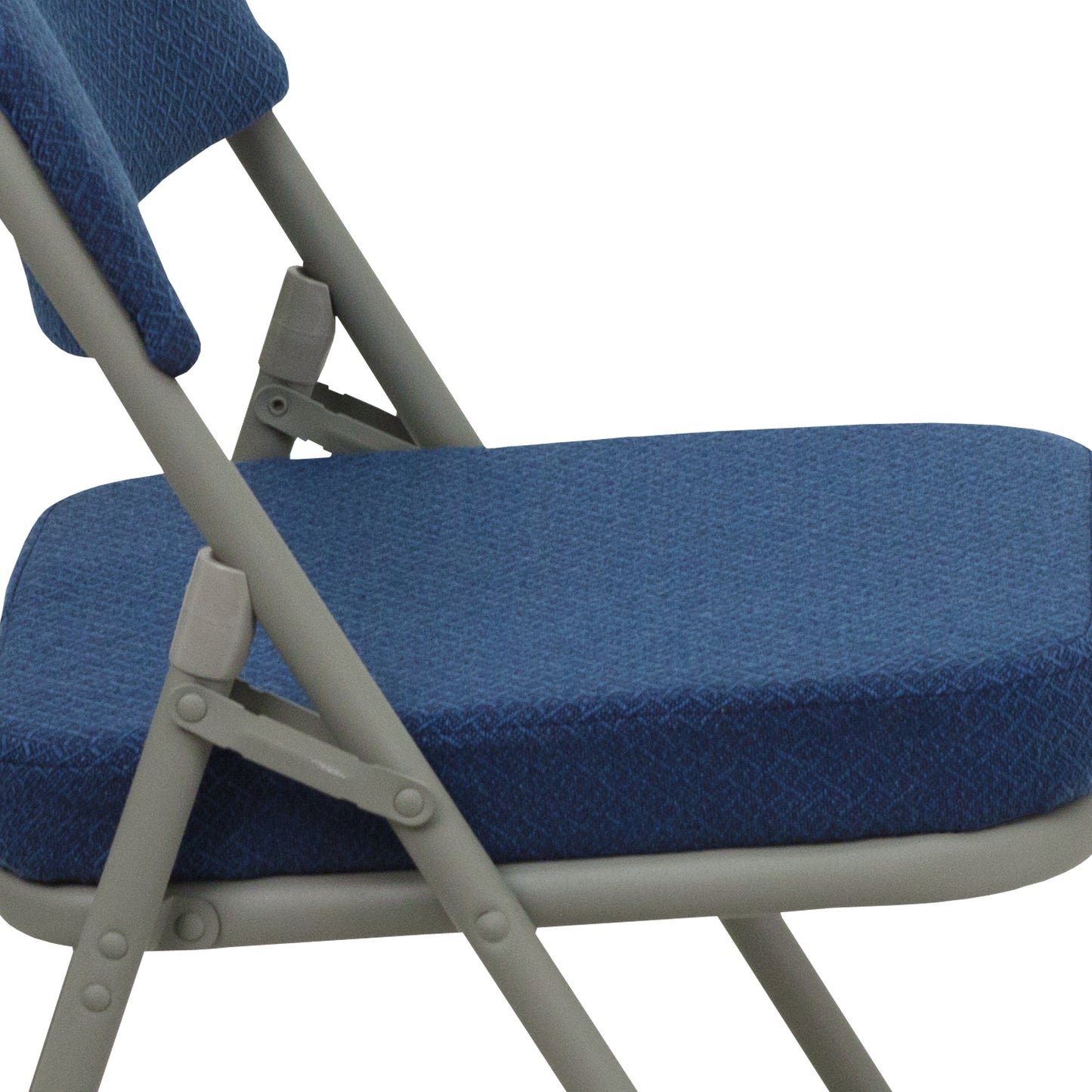 2 Pack HERCULES Series Premium Curved Triple Braced & Double Hinged Navy Fabric Metal Folding Chair Navy Fabric/Gray Frame