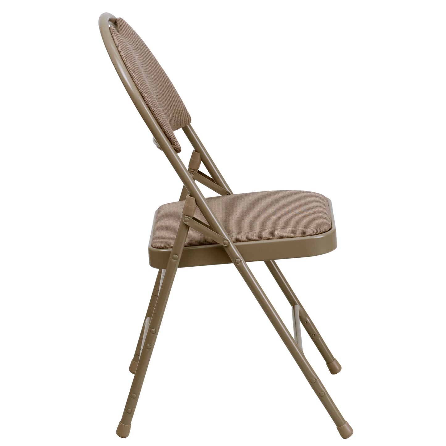 2 Pack HERCULES Series Ultra-Premium Triple Braced Beige Fabric Metal Folding Chair with Easy-Carry Handle Beige Fabric/Beige Frame