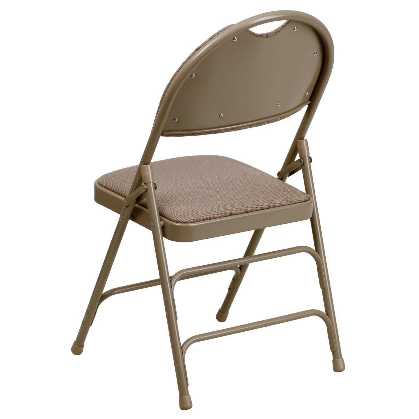 2 Pack HERCULES Series Ultra-Premium Triple Braced Beige Fabric Metal Folding Chair with Easy-Carry Handle Beige Fabric/Beige Frame