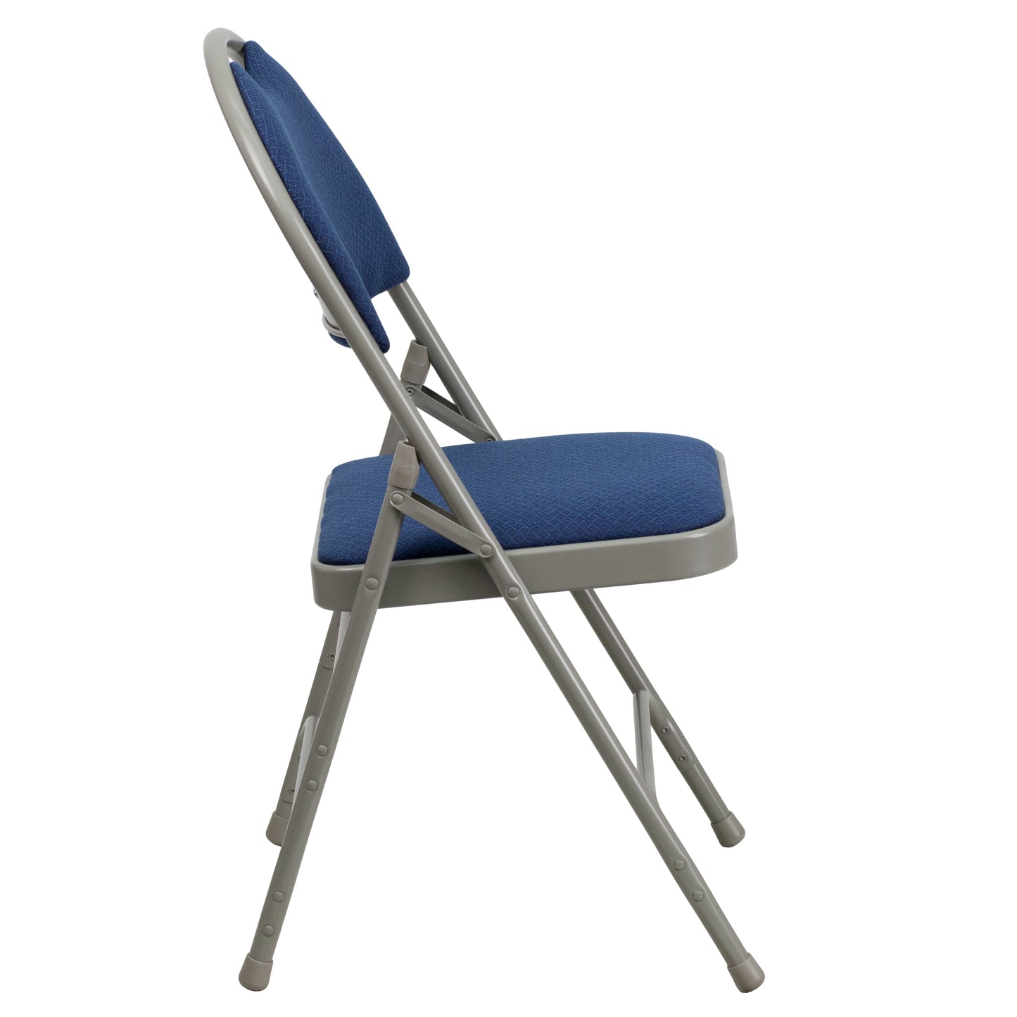 2 Pack HERCULES Series Ultra-Premium Triple Braced Navy Fabric Metal Folding Chair with Easy-Carry Handle Navy Fabric/Gray Frame