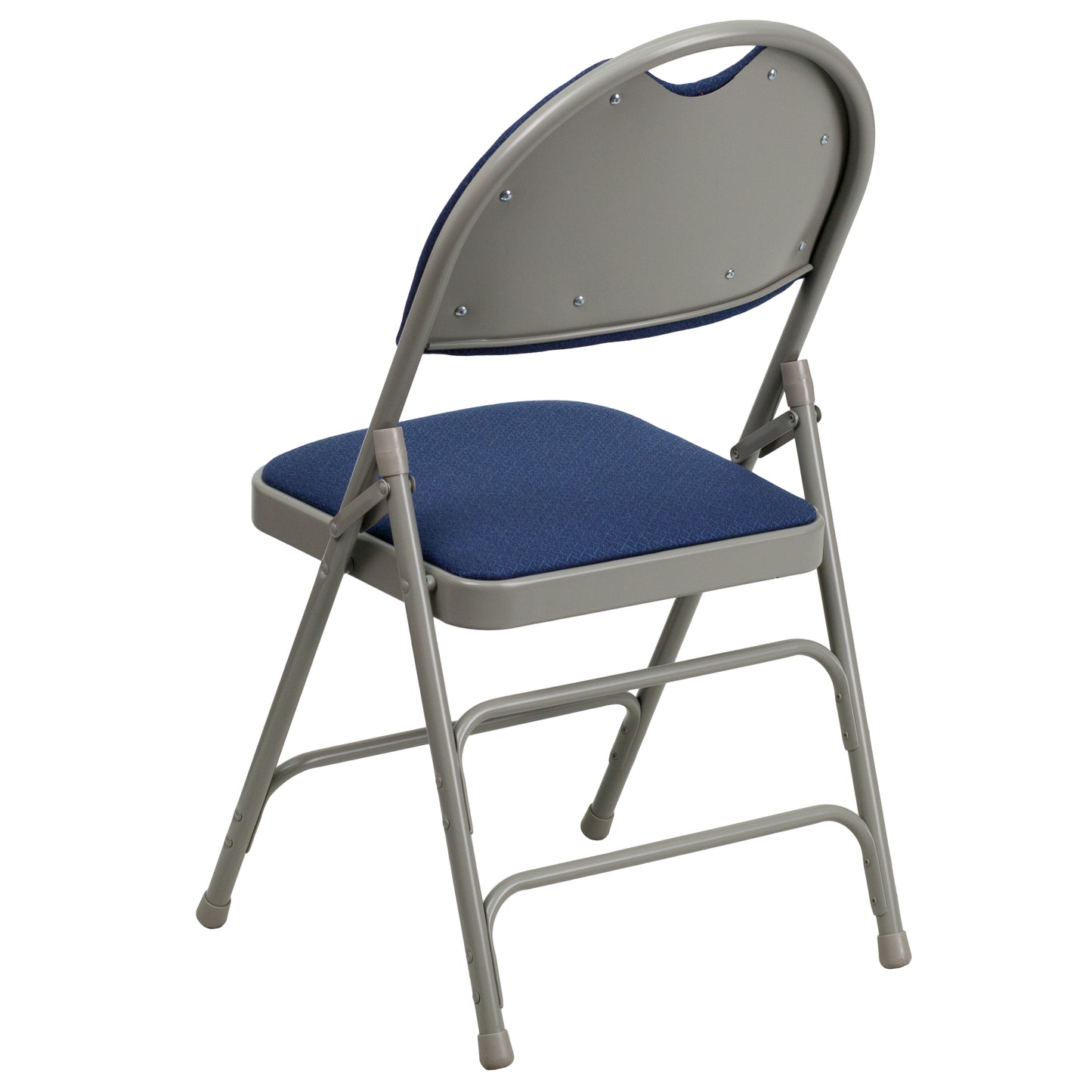 2 Pack HERCULES Series Ultra-Premium Triple Braced Navy Fabric Metal Folding Chair with Easy-Carry Handle Navy Fabric/Gray Frame