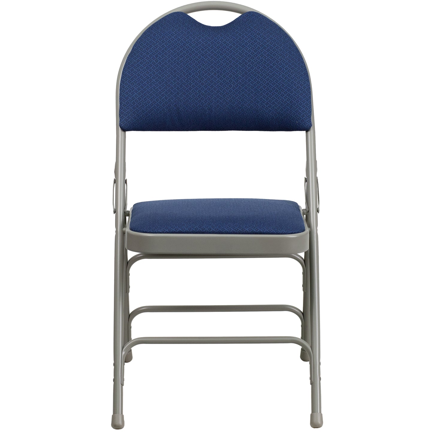 2 Pack HERCULES Series Ultra-Premium Triple Braced Navy Fabric Metal Folding Chair with Easy-Carry Handle Navy Fabric/Gray Frame