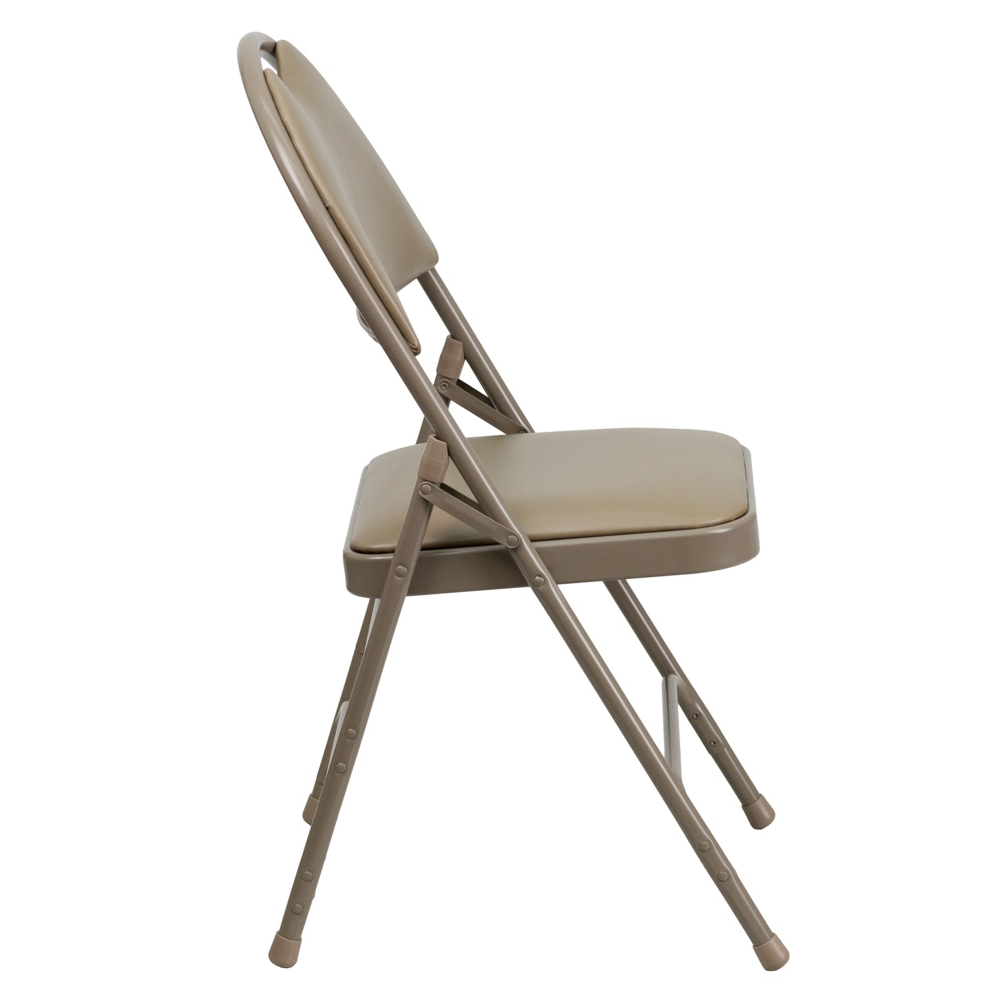 2 Pack HERCULES Series Ultra-Premium Triple Braced Beige Vinyl Metal Folding Chair with Easy-Carry Handle Beige Vinyl/Beige Frame