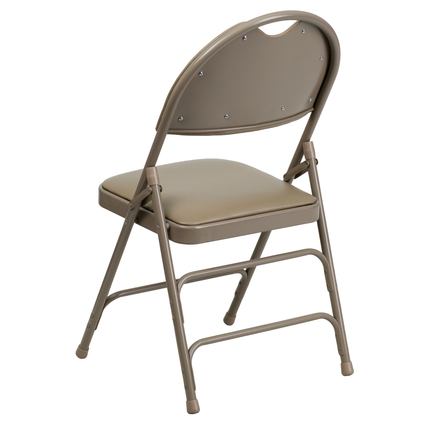 2 Pack HERCULES Series Ultra-Premium Triple Braced Beige Vinyl Metal Folding Chair with Easy-Carry Handle Beige Vinyl/Beige Frame