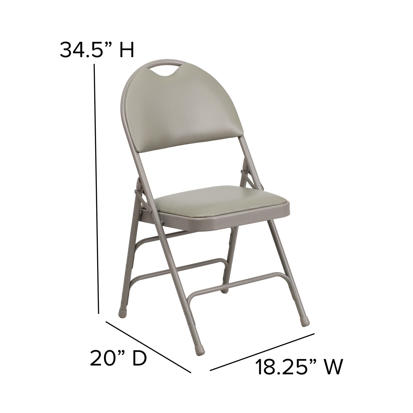 2 Pack HERCULES Series Ultra-Premium Triple Braced Gray Vinyl Metal Folding Chair with Easy-Carry Handle Gray Vinyl/Gray Frame