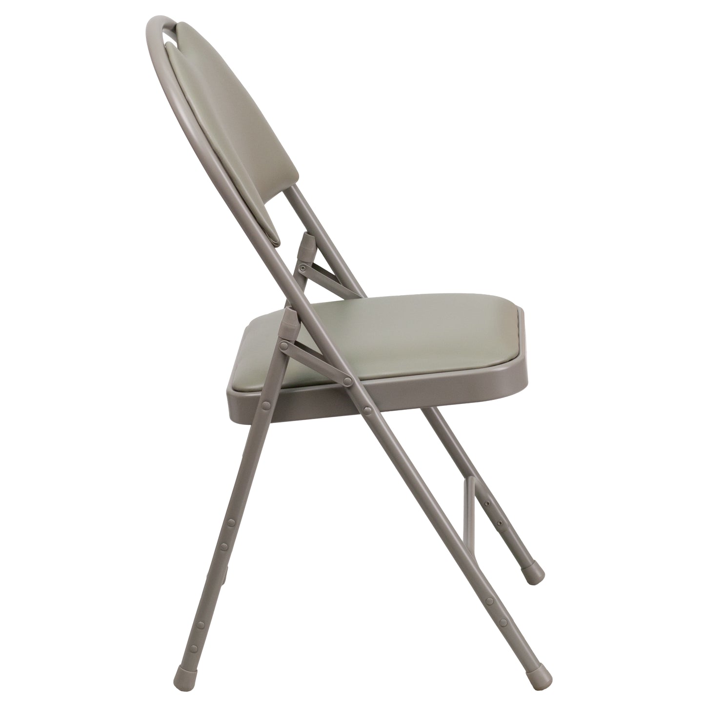 2 Pack HERCULES Series Ultra-Premium Triple Braced Gray Vinyl Metal Folding Chair with Easy-Carry Handle Gray Vinyl/Gray Frame